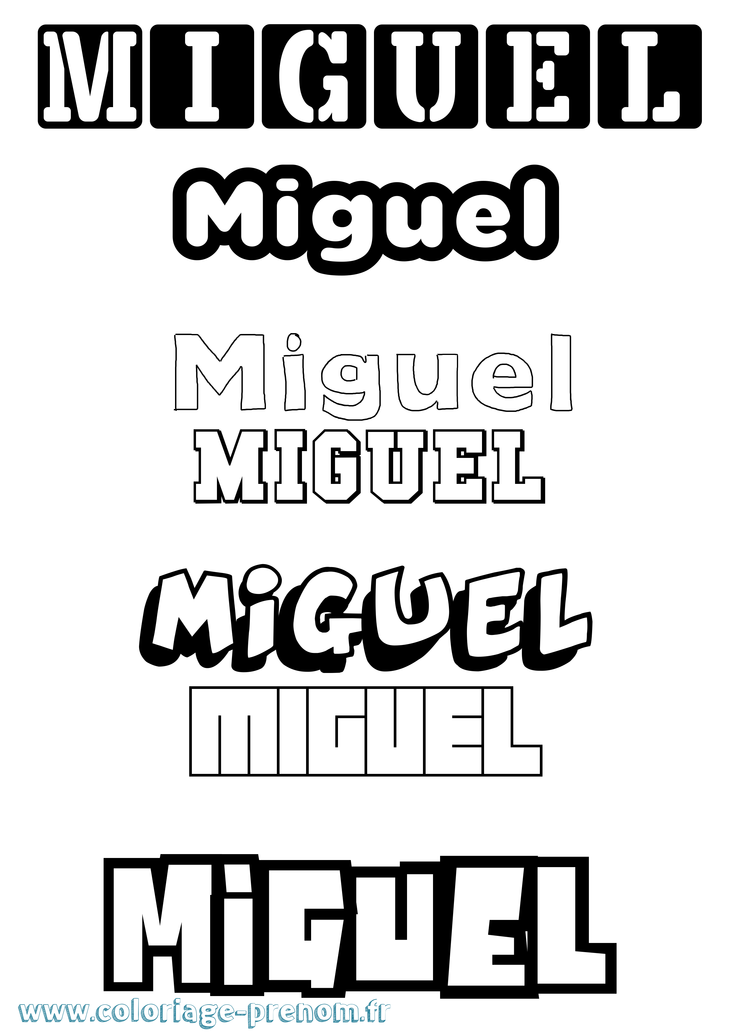 Coloriage Miguel Simple Coloriage prénom Miguel Simple