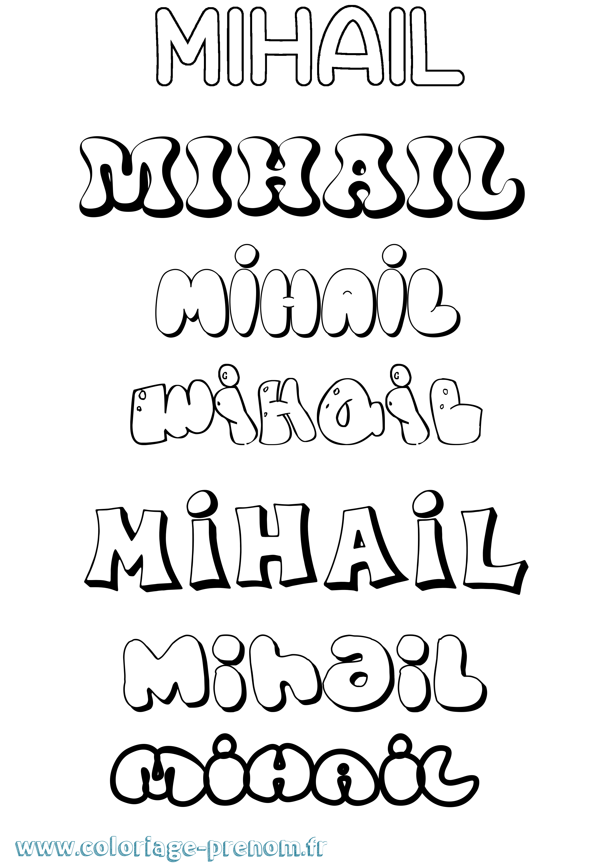 Coloriage prénom Mihail Bubble