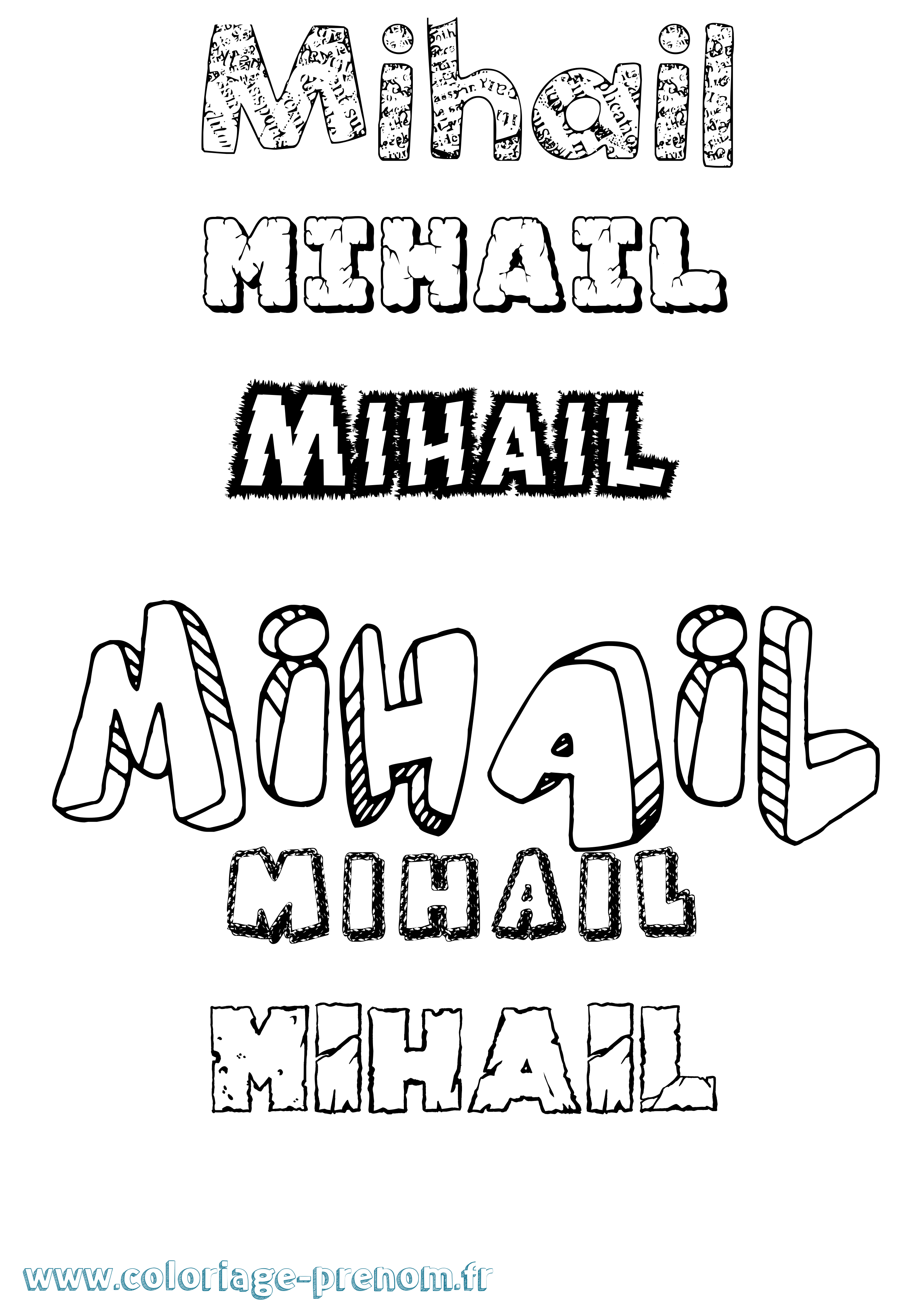 Coloriage prénom Mihail Destructuré