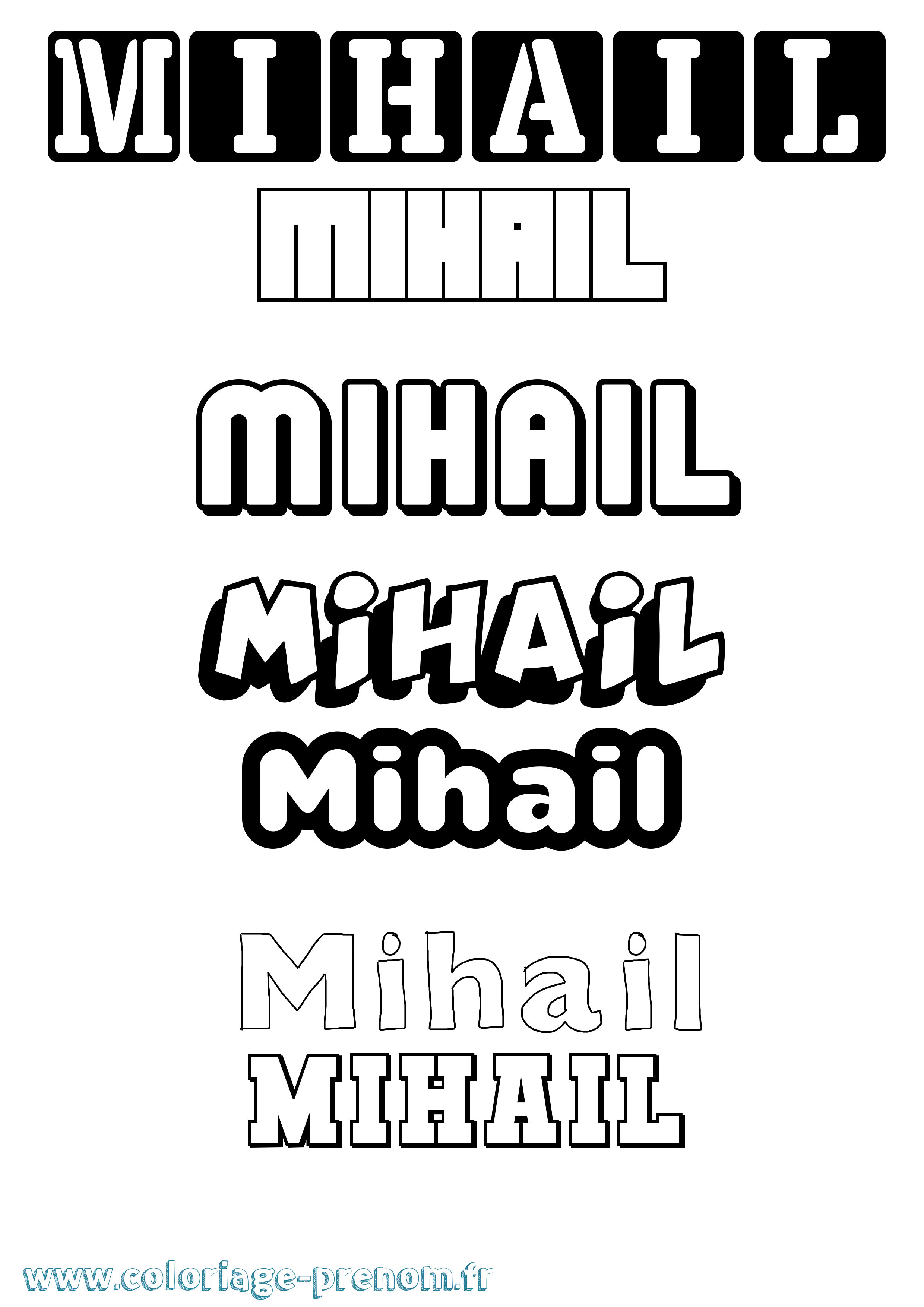 Coloriage prénom Mihail Simple