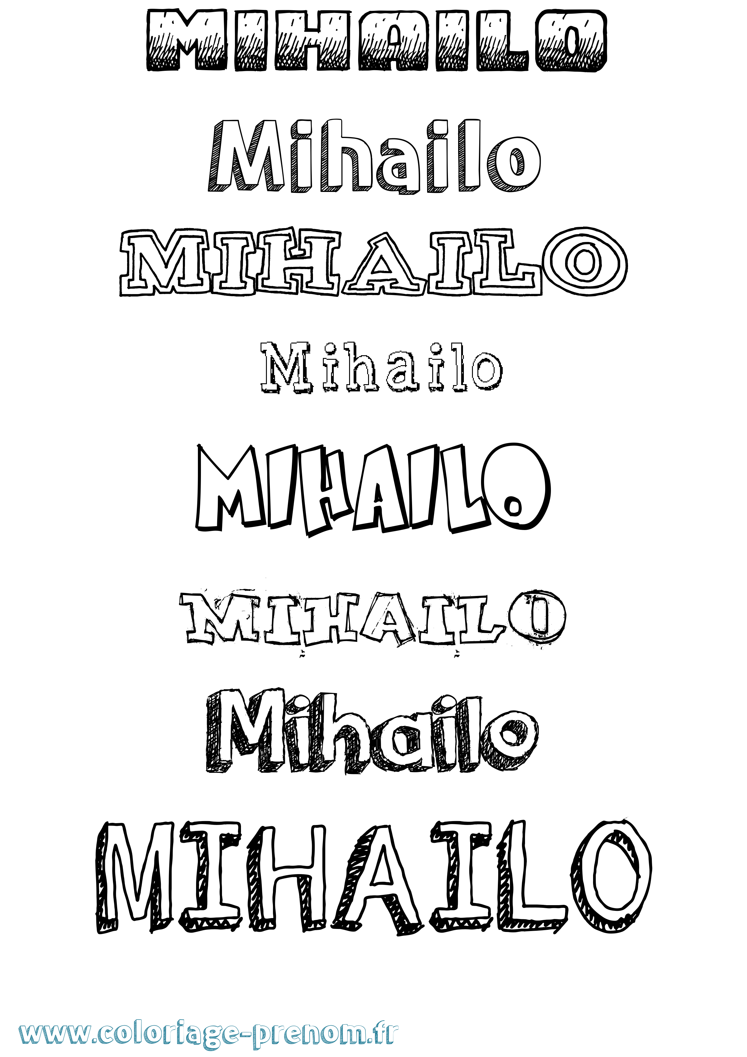 Coloriage prénom Mihailo Dessiné