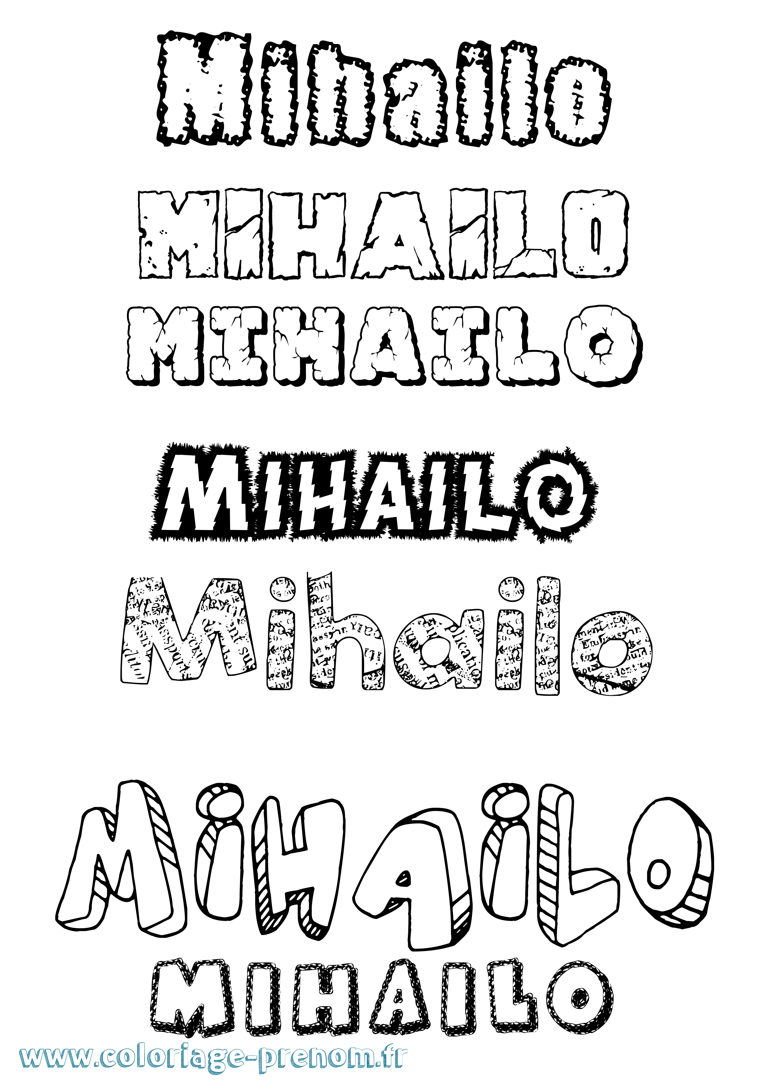 Coloriage prénom Mihailo Destructuré