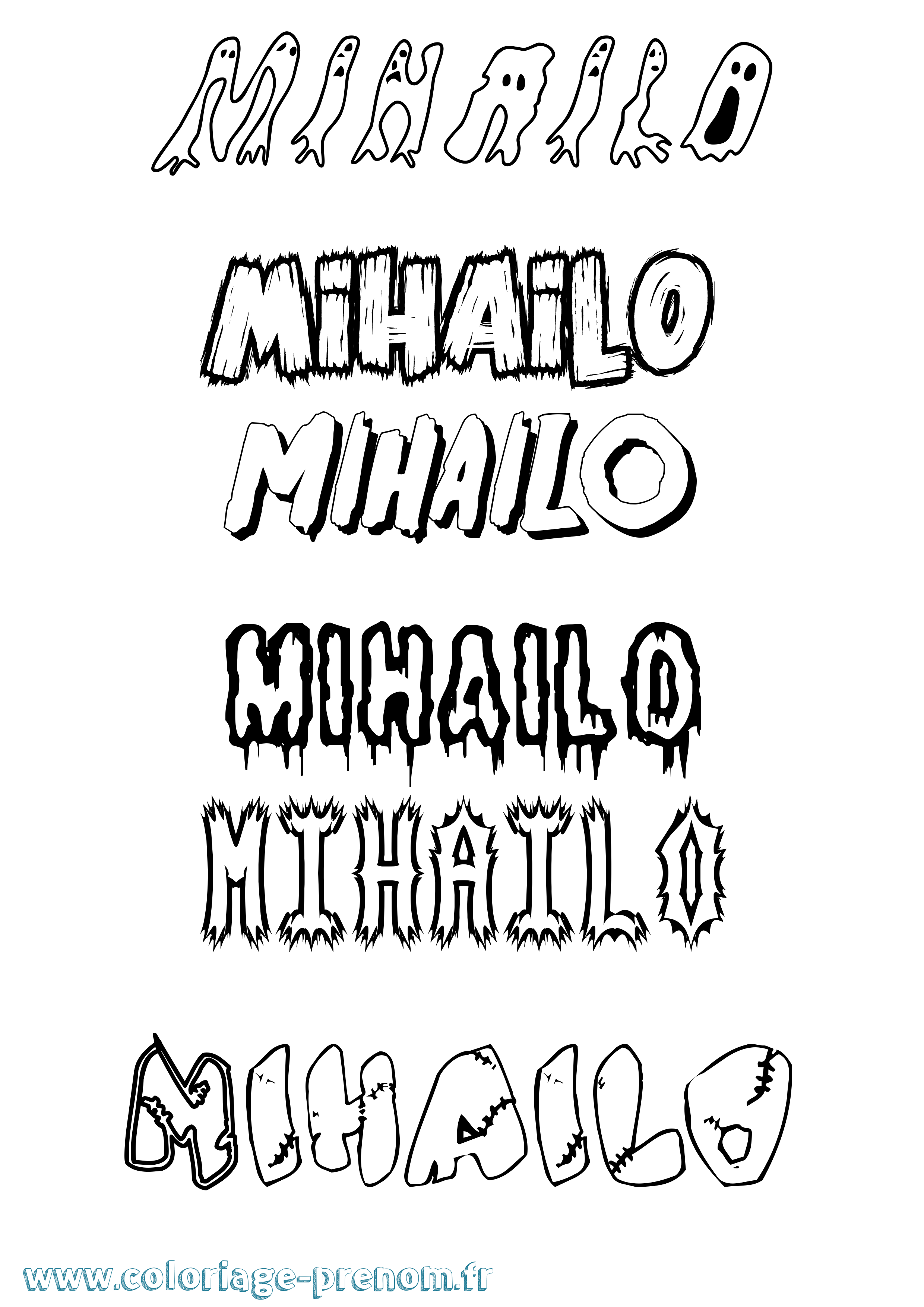 Coloriage prénom Mihailo Frisson