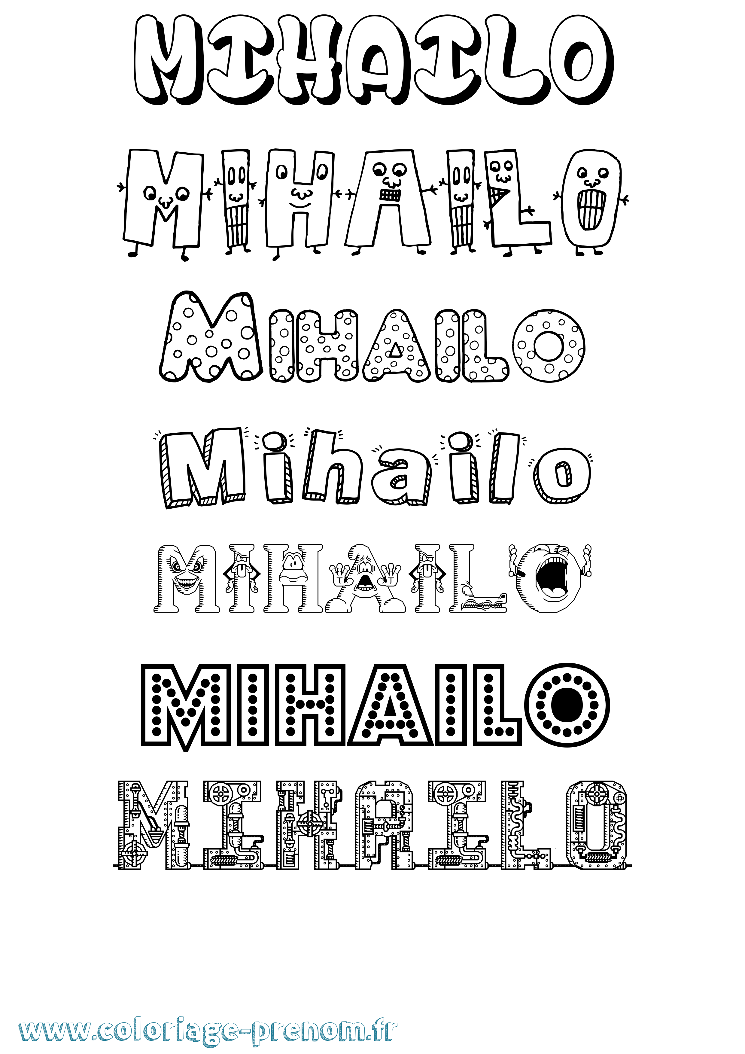 Coloriage prénom Mihailo Fun