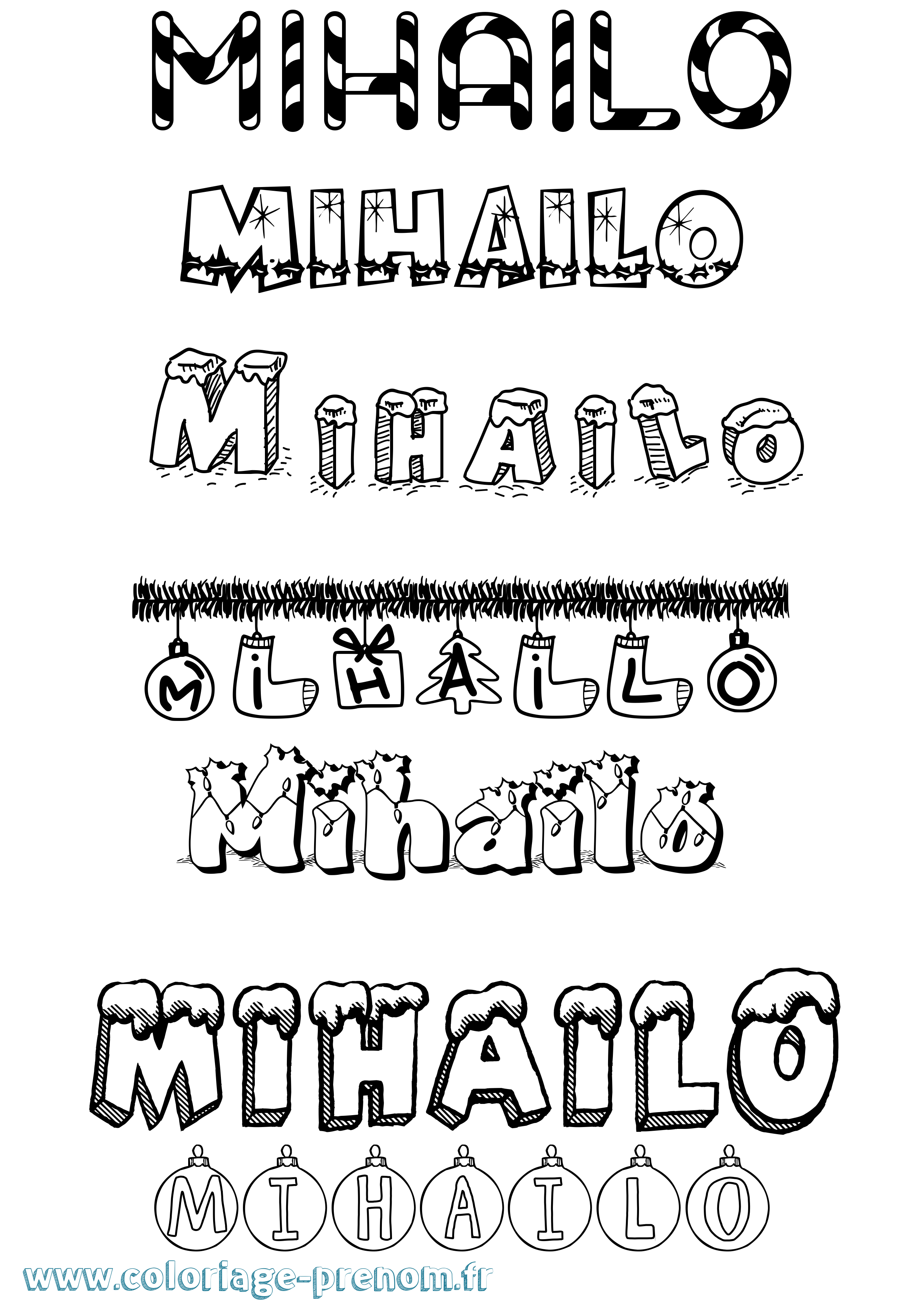 Coloriage prénom Mihailo Noël