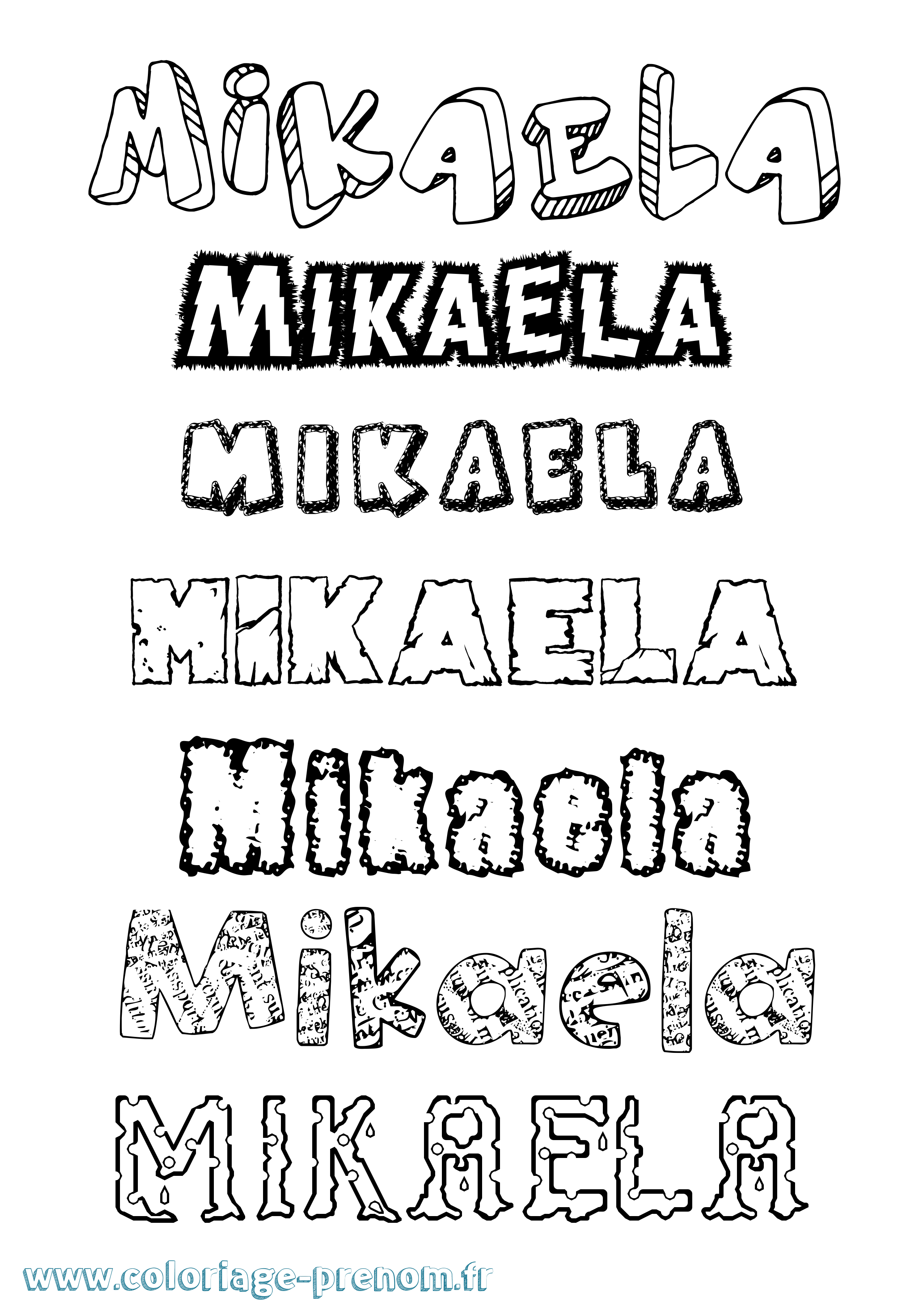 Coloriage prénom Mikaela Destructuré