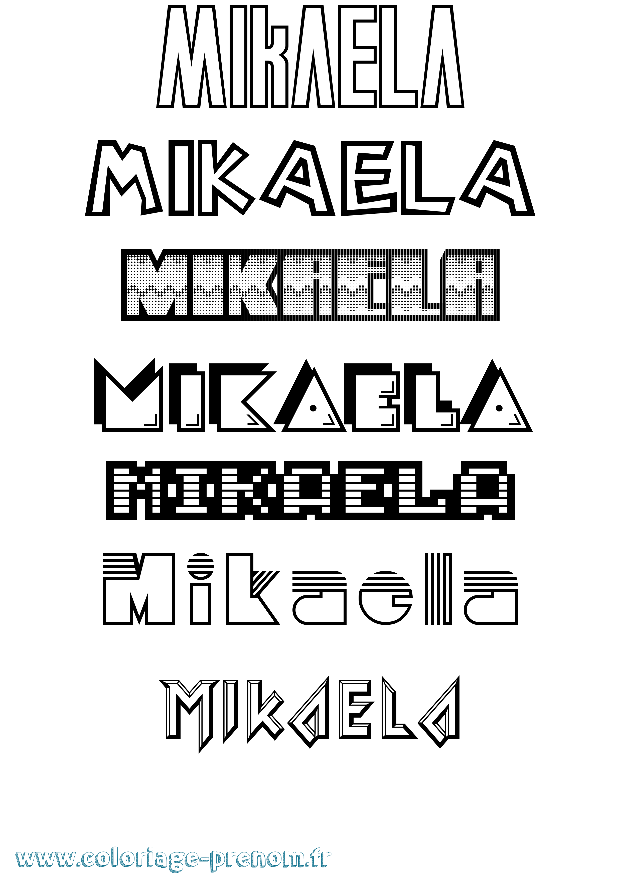 Coloriage prénom Mikaela Jeux Vidéos