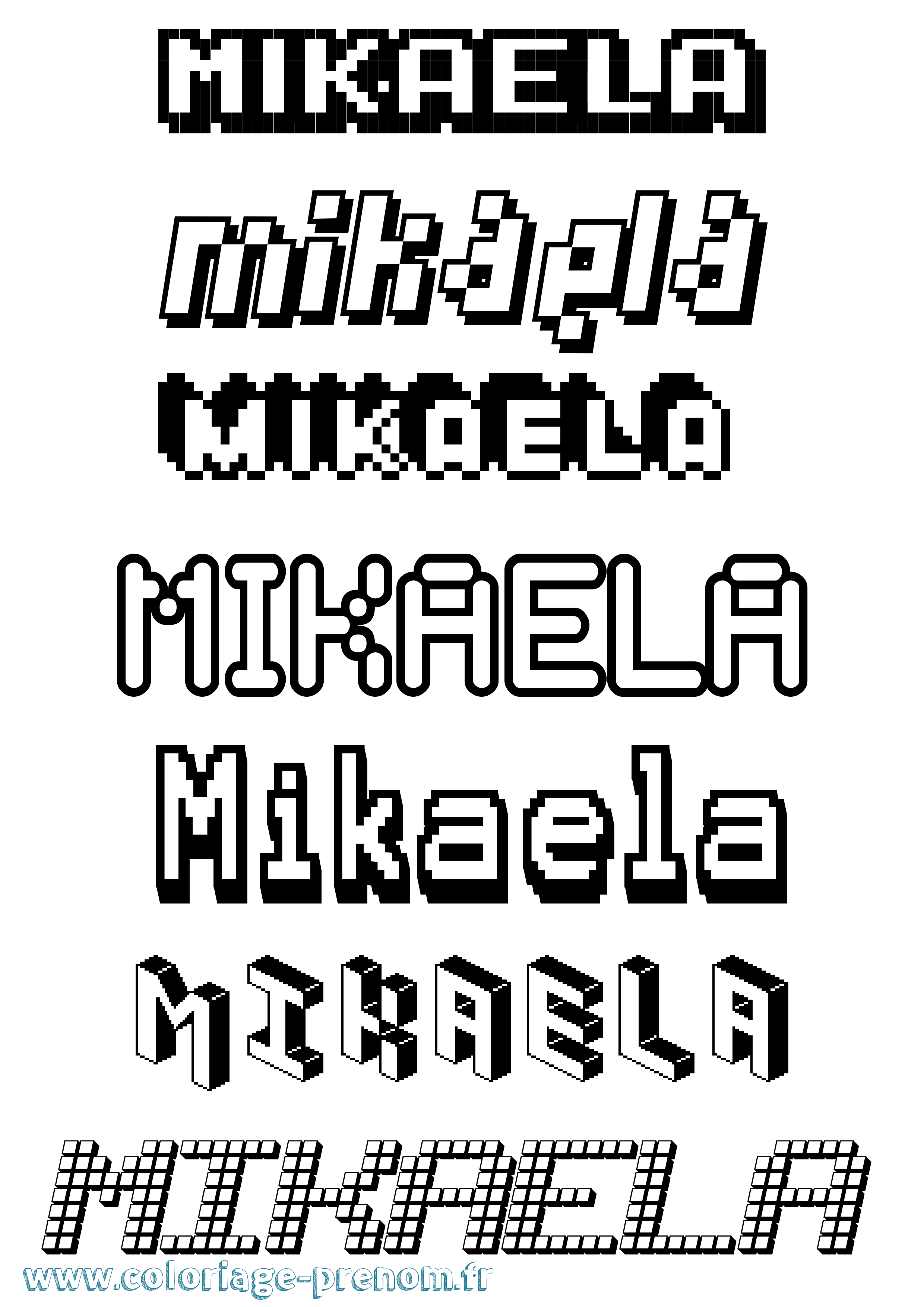 Coloriage prénom Mikaela Pixel