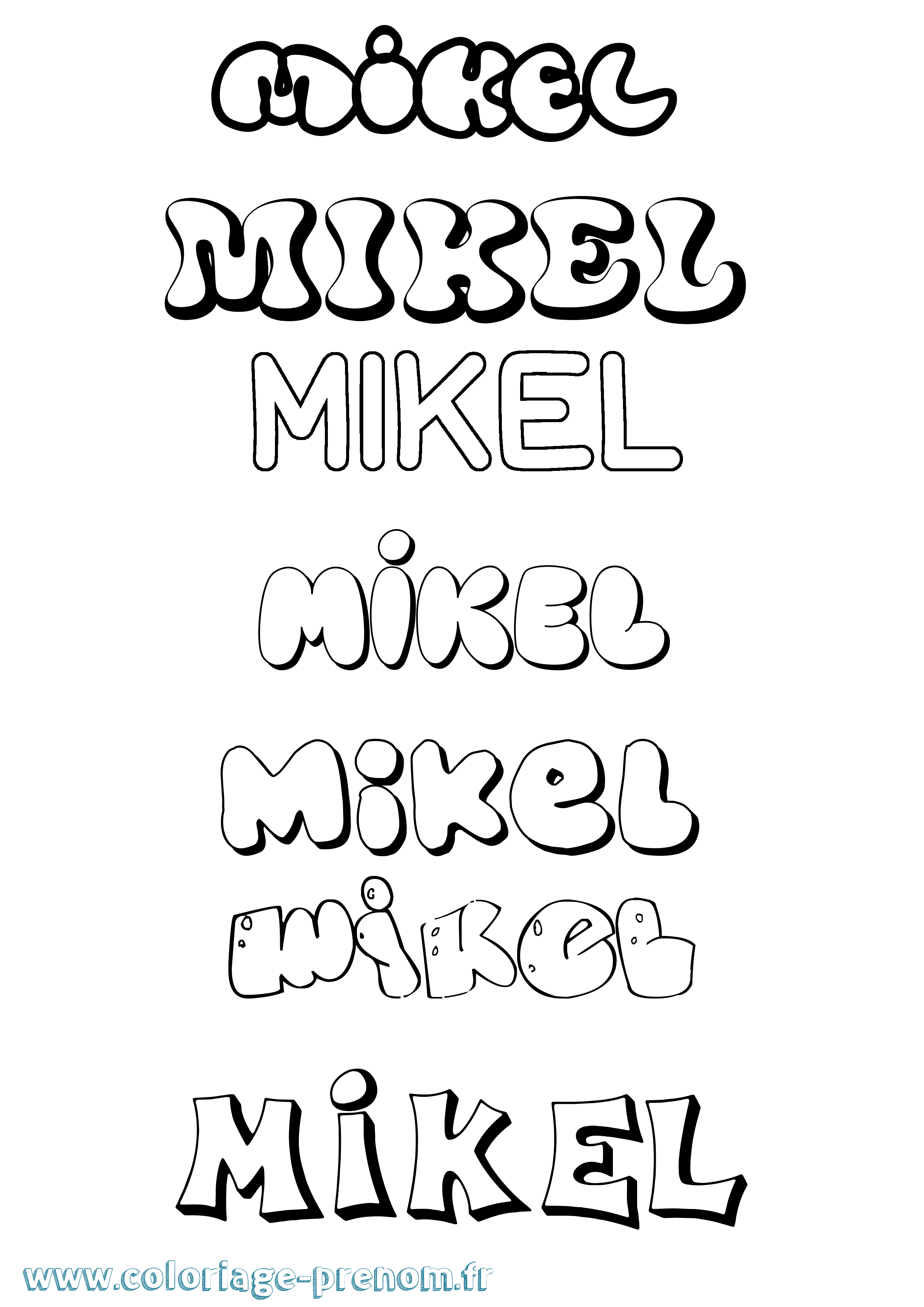 Coloriage prénom Mikel Bubble