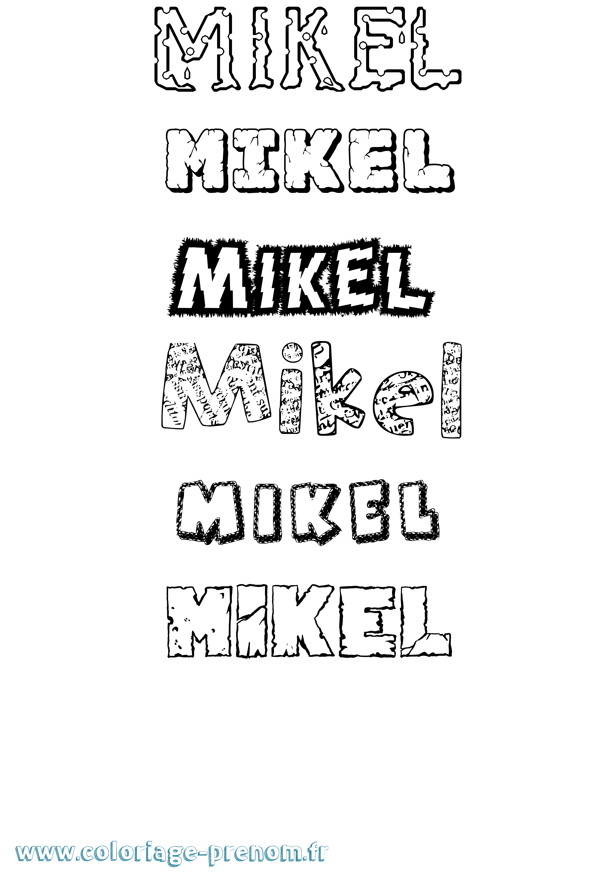 Coloriage prénom Mikel Destructuré