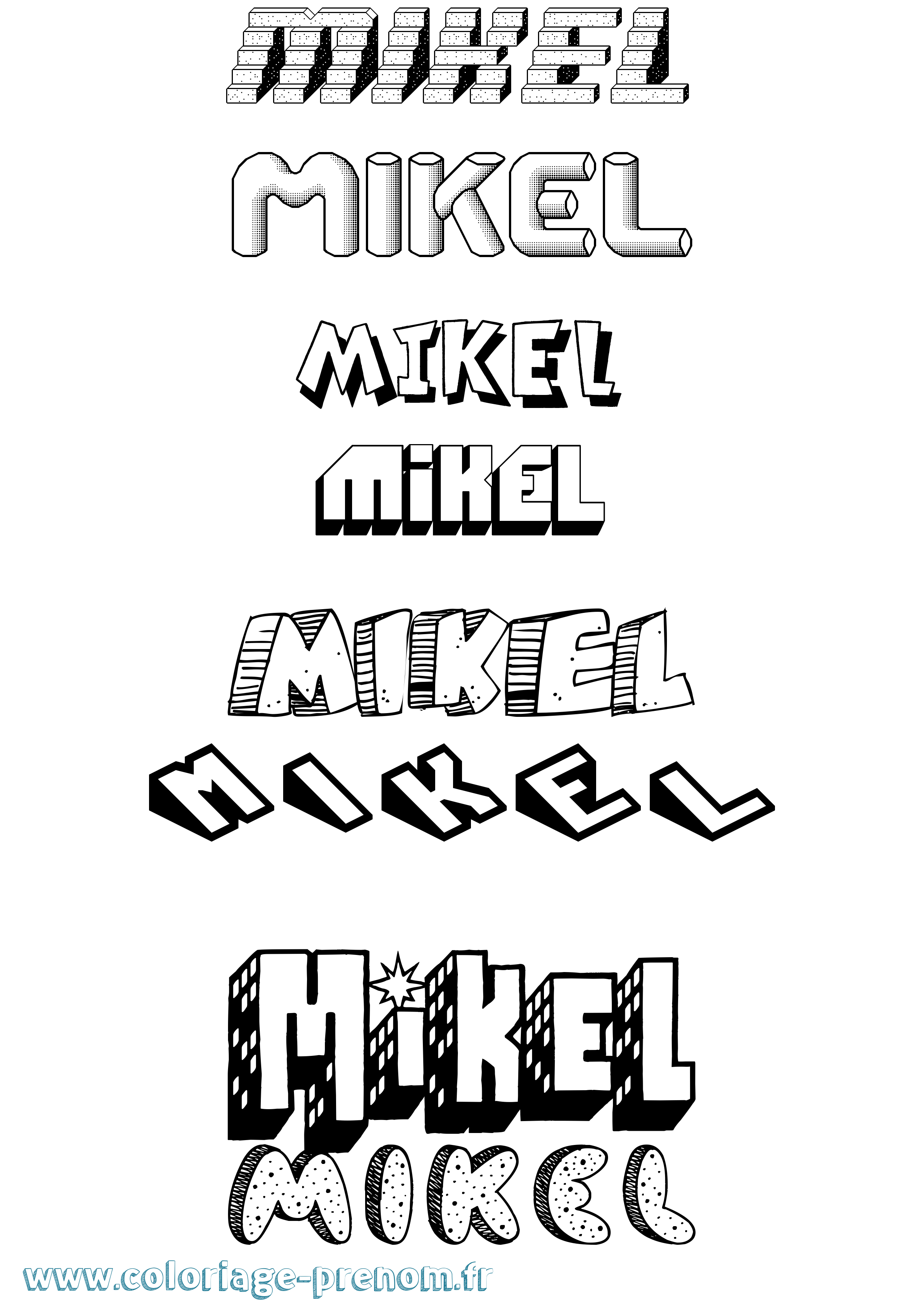 Coloriage prénom Mikel Effet 3D