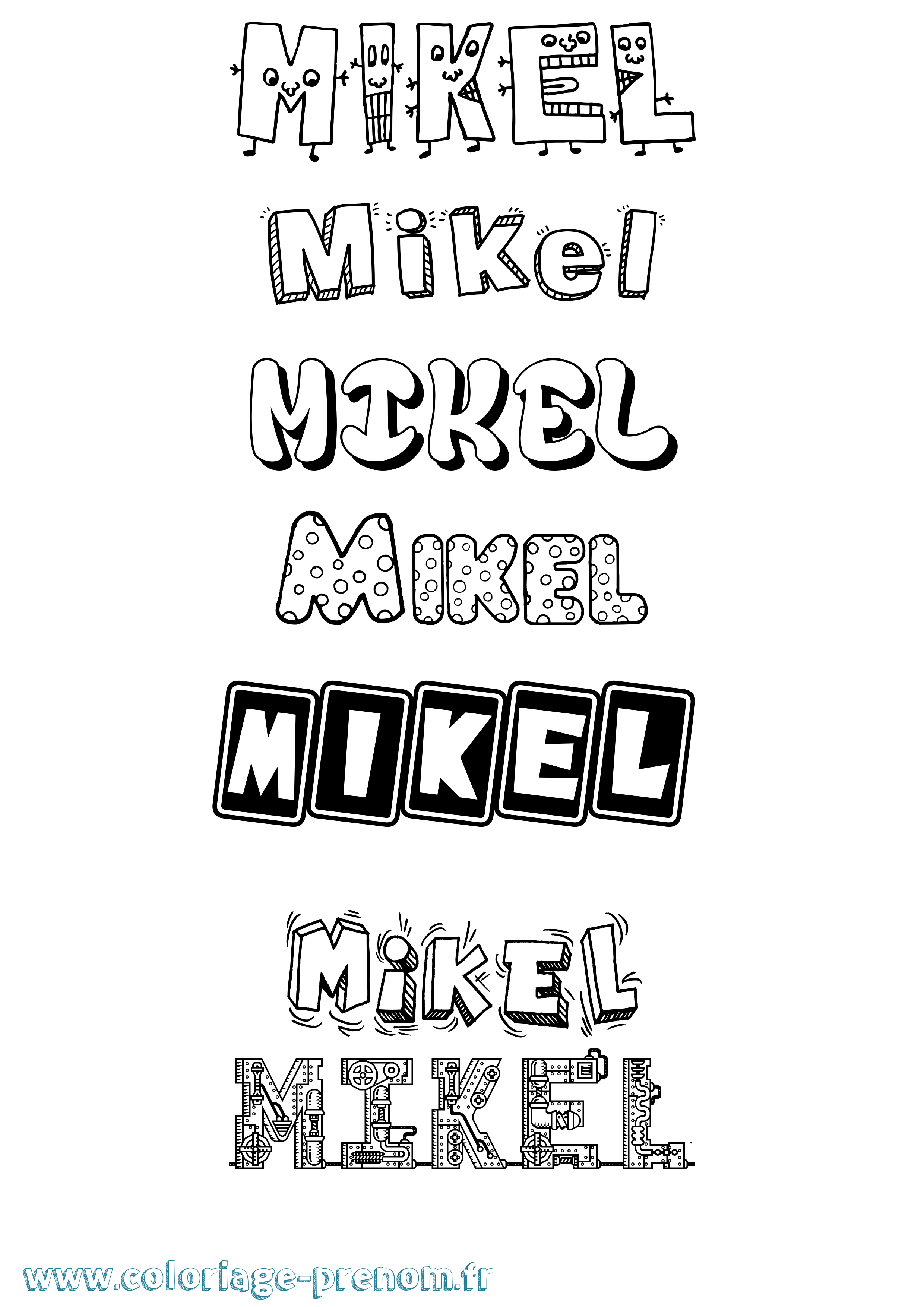 Coloriage prénom Mikel Fun