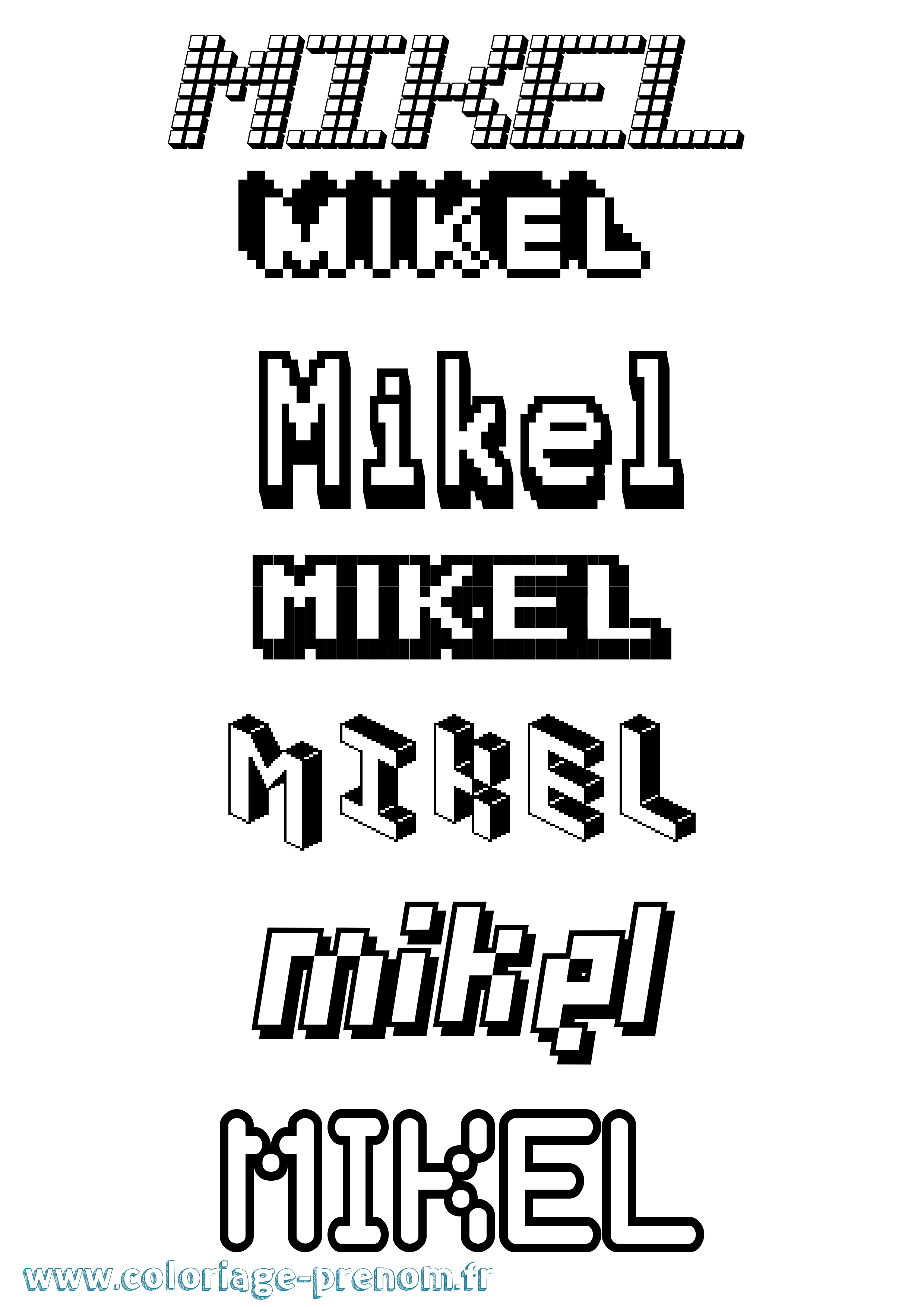 Coloriage prénom Mikel Pixel