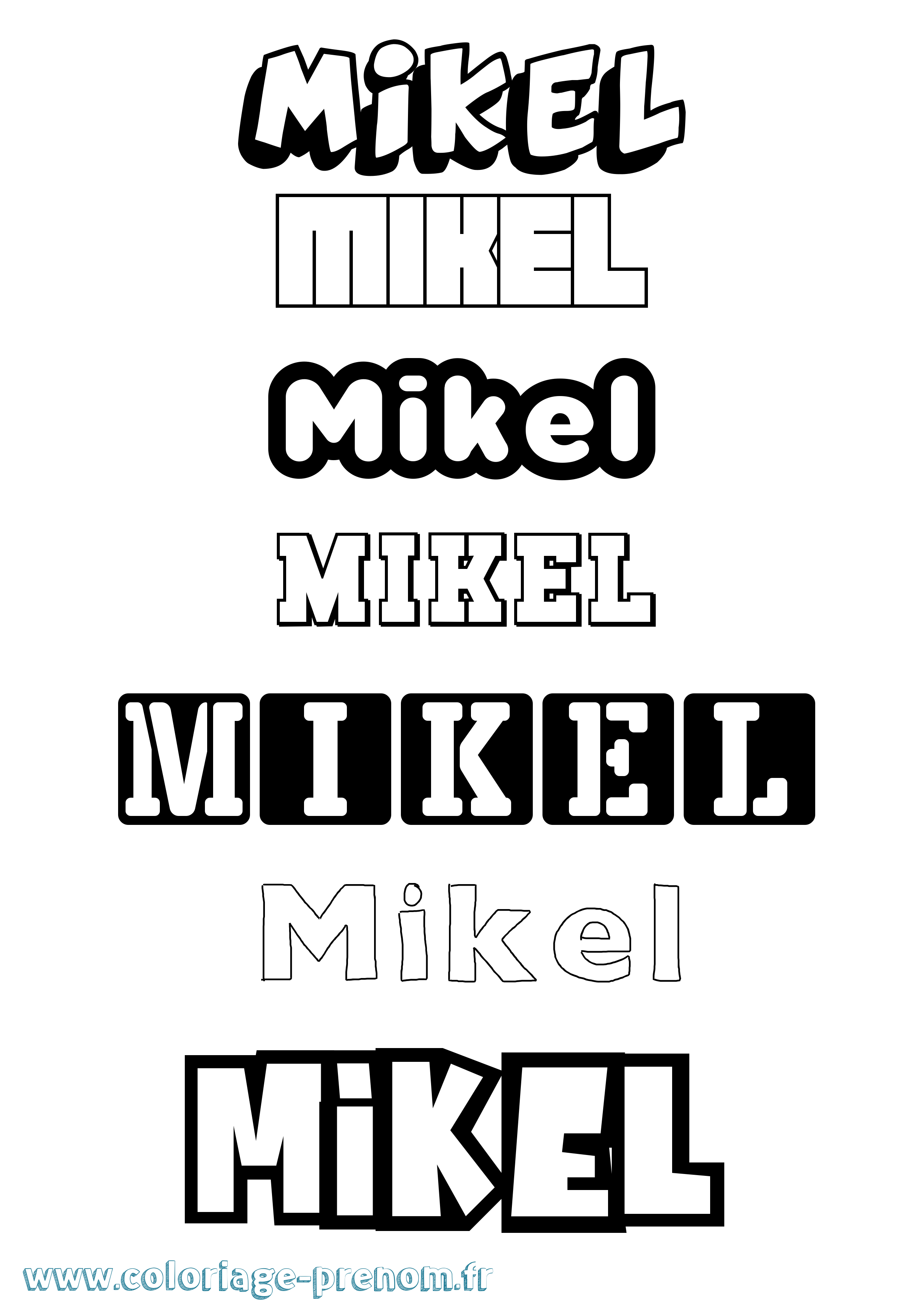 Coloriage prénom Mikel Simple
