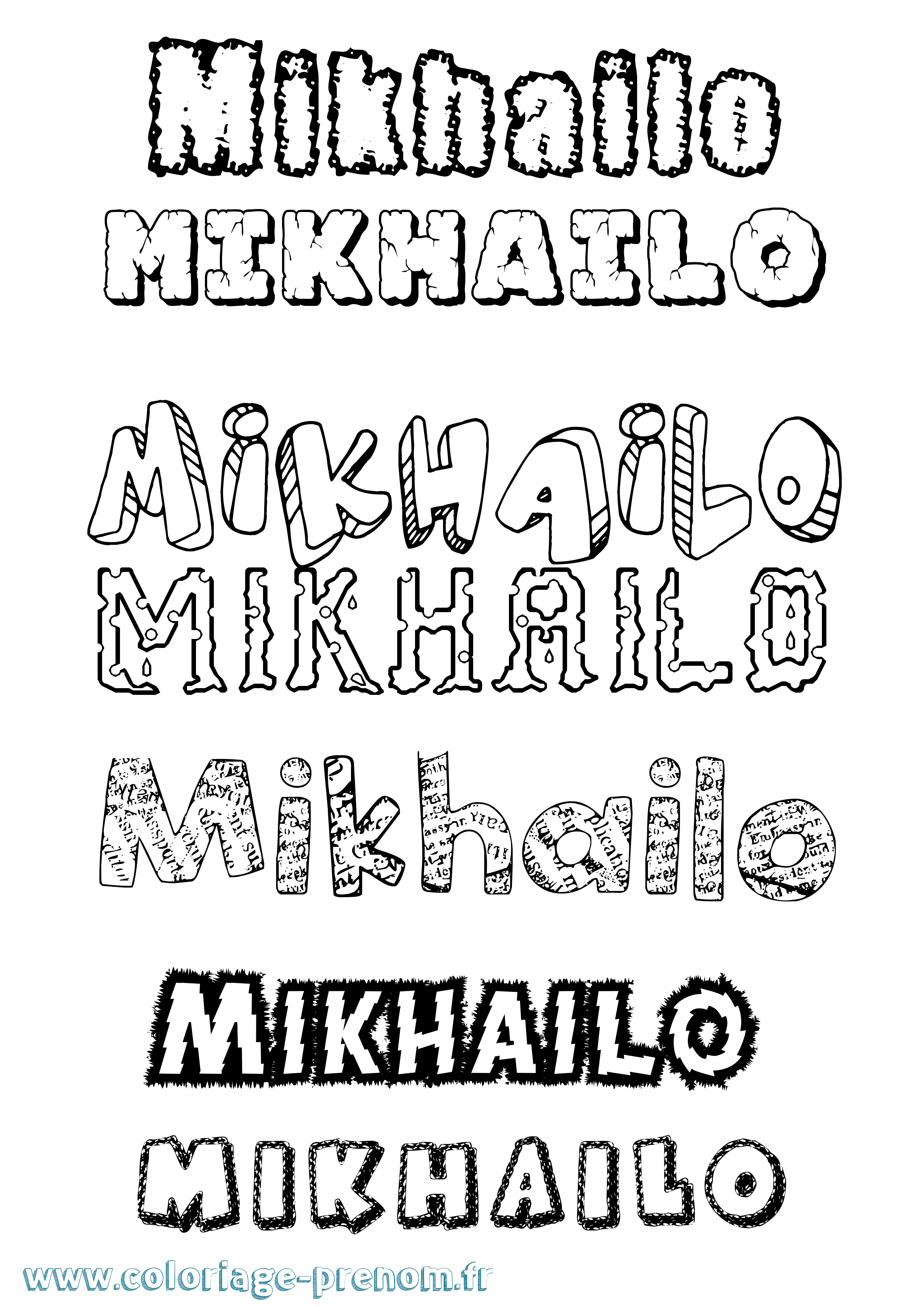 Coloriage prénom Mikhailo Destructuré