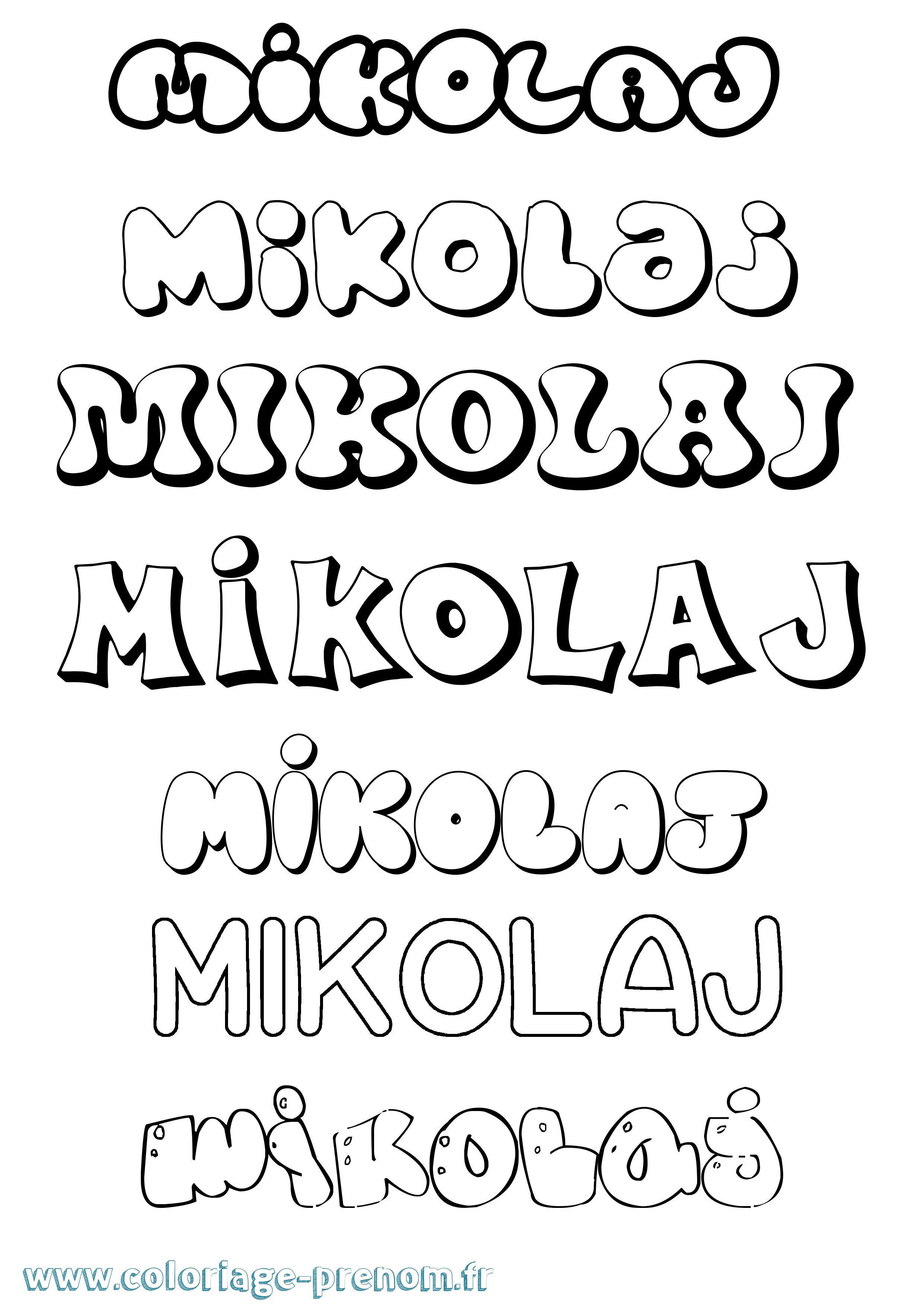 Coloriage prénom Mikolaj Bubble