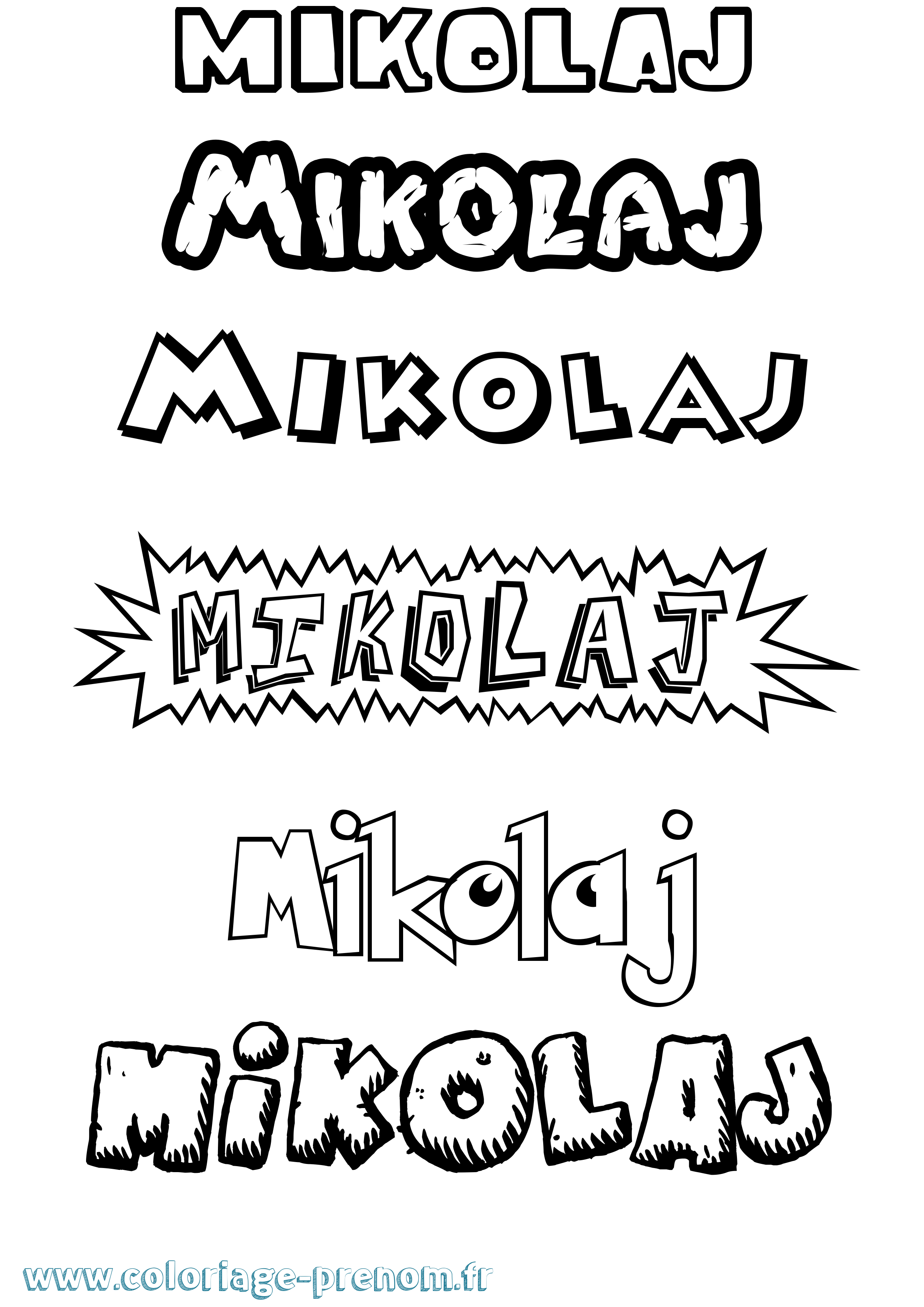 Coloriage prénom Mikolaj Dessin Animé