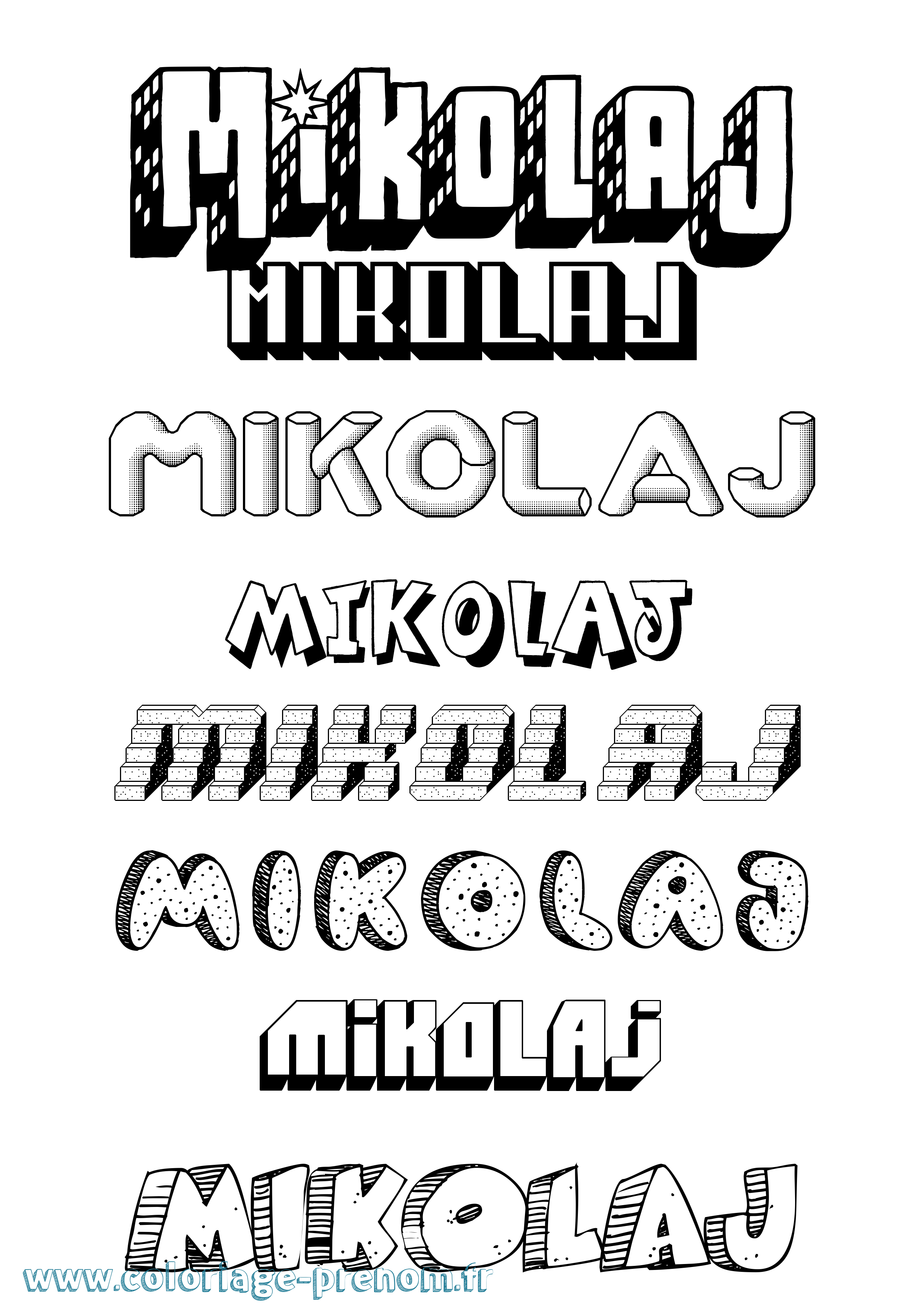 Coloriage Mikolaj Effet 3D Coloriage prénom Mikolaj Effet 3D