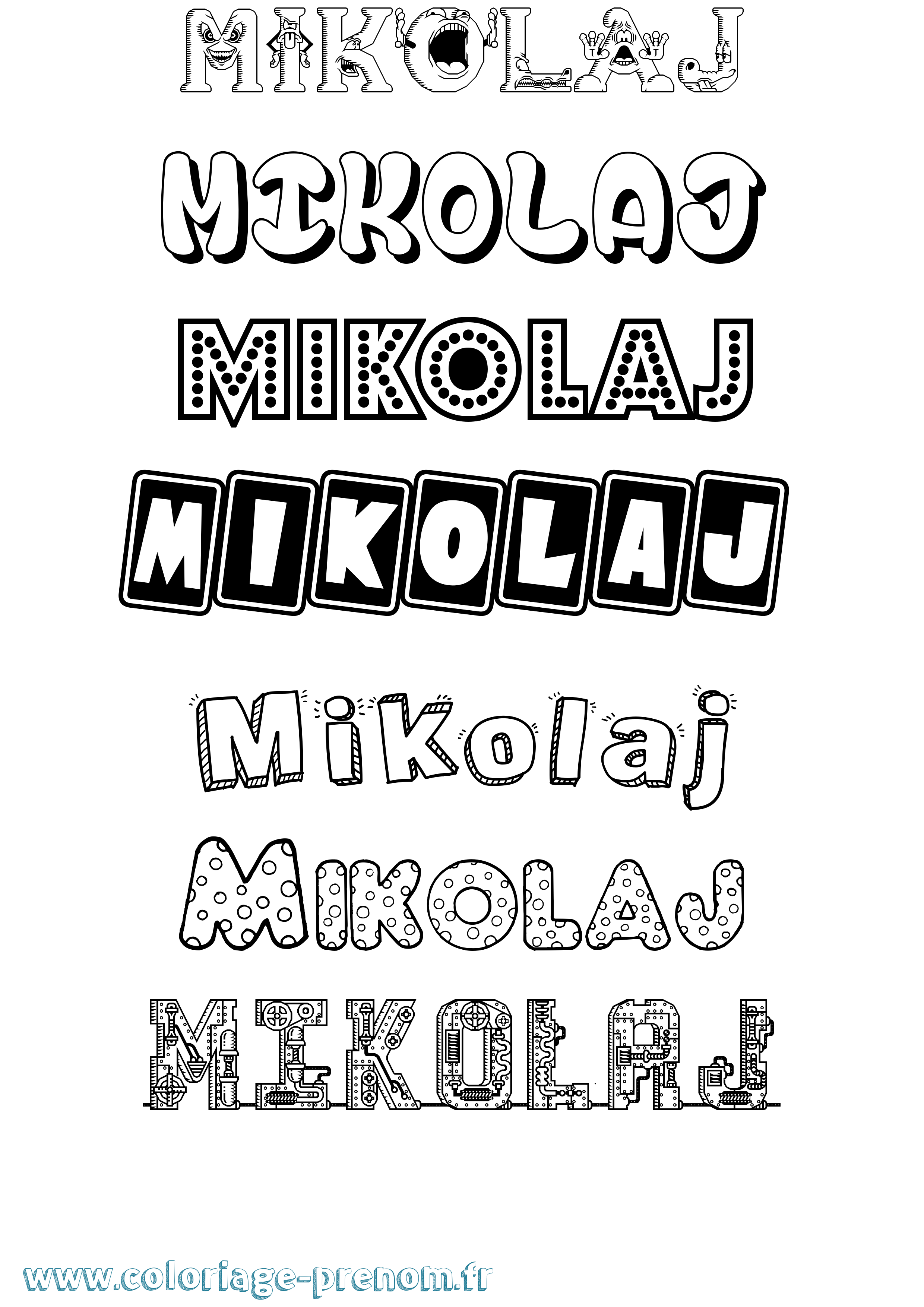 Coloriage prénom Mikolaj Fun