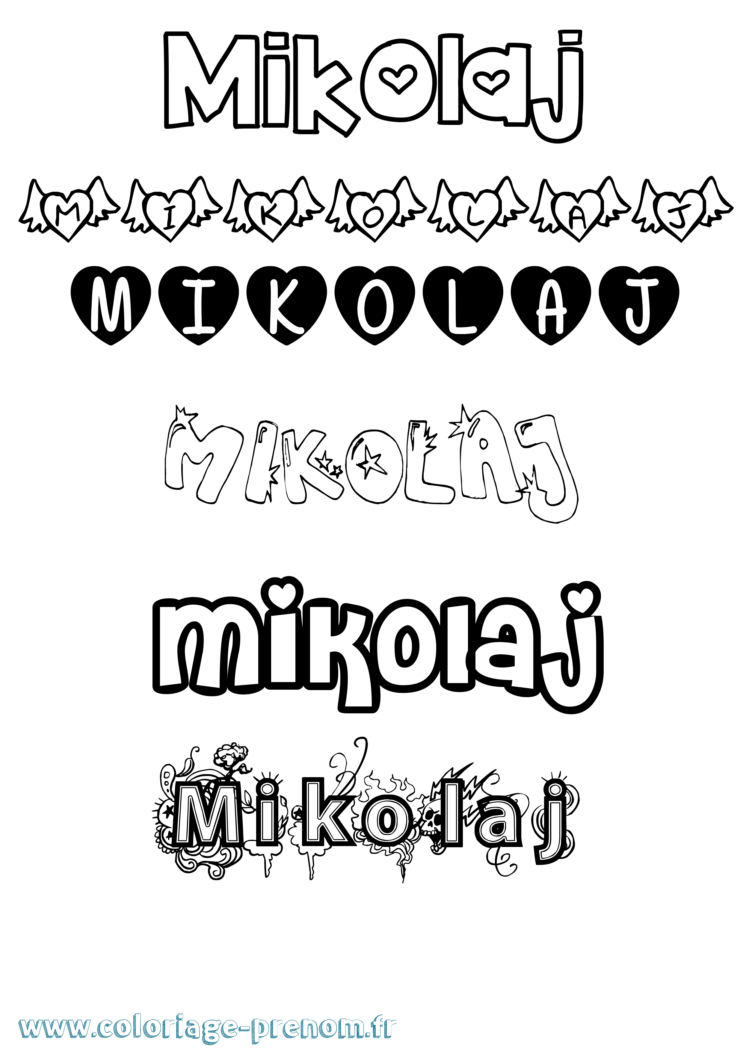 Coloriage Mikolaj Girly Coloriage prénom Mikolaj Girly