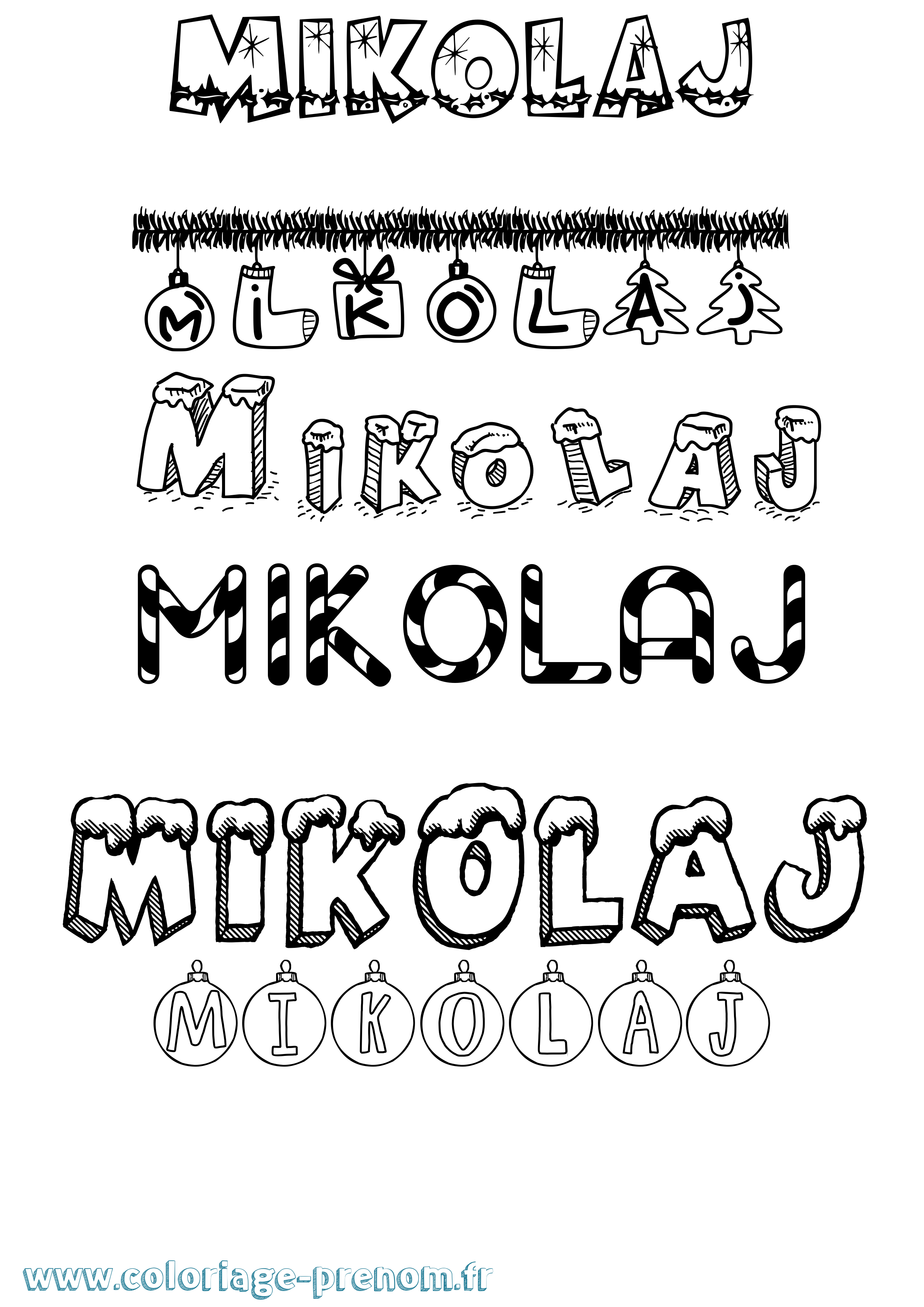 Coloriage Mikolaj Noël Coloriage prénom Mikolaj Noël