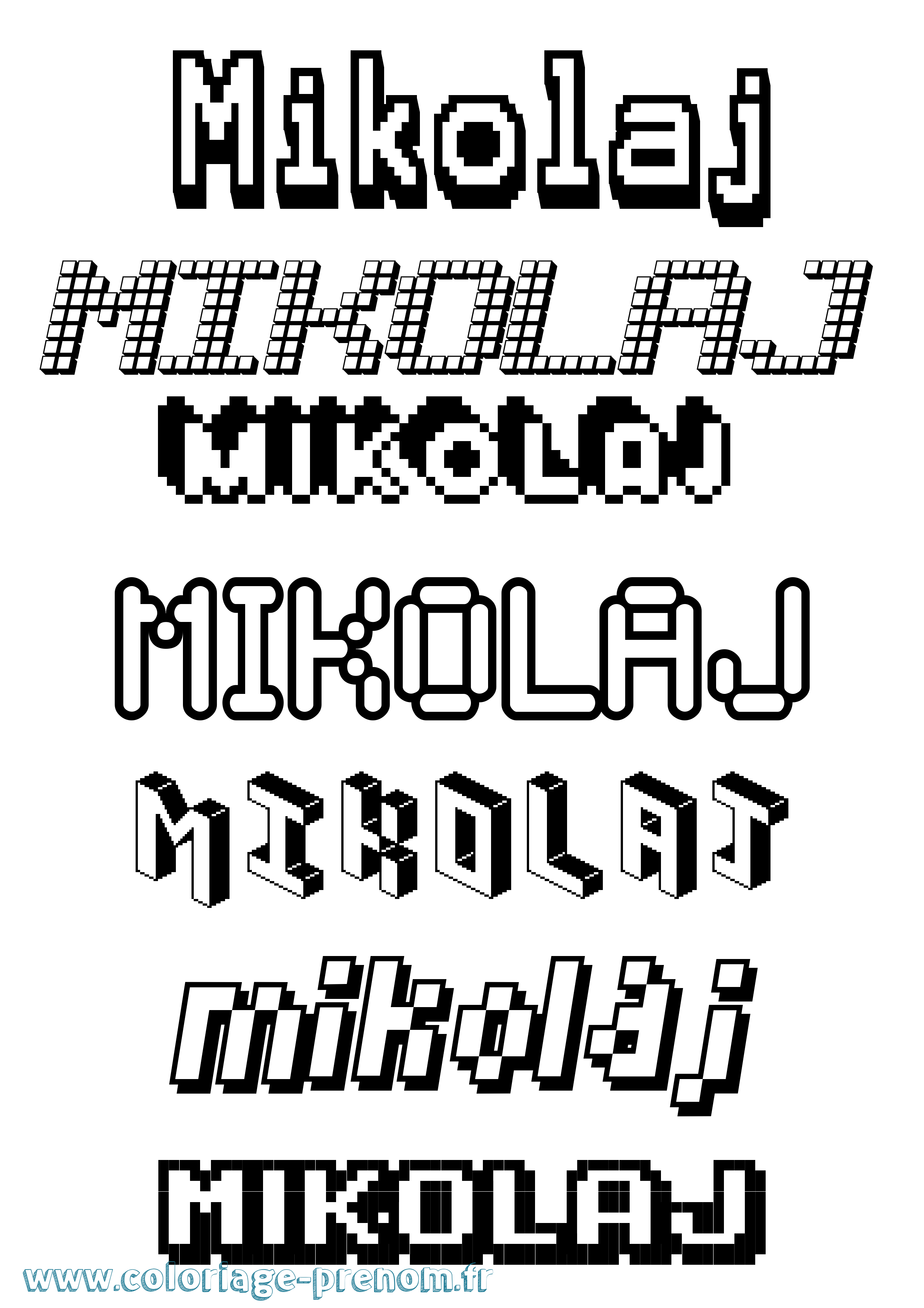 Coloriage Mikolaj Pixel Coloriage prénom Mikolaj Pixel