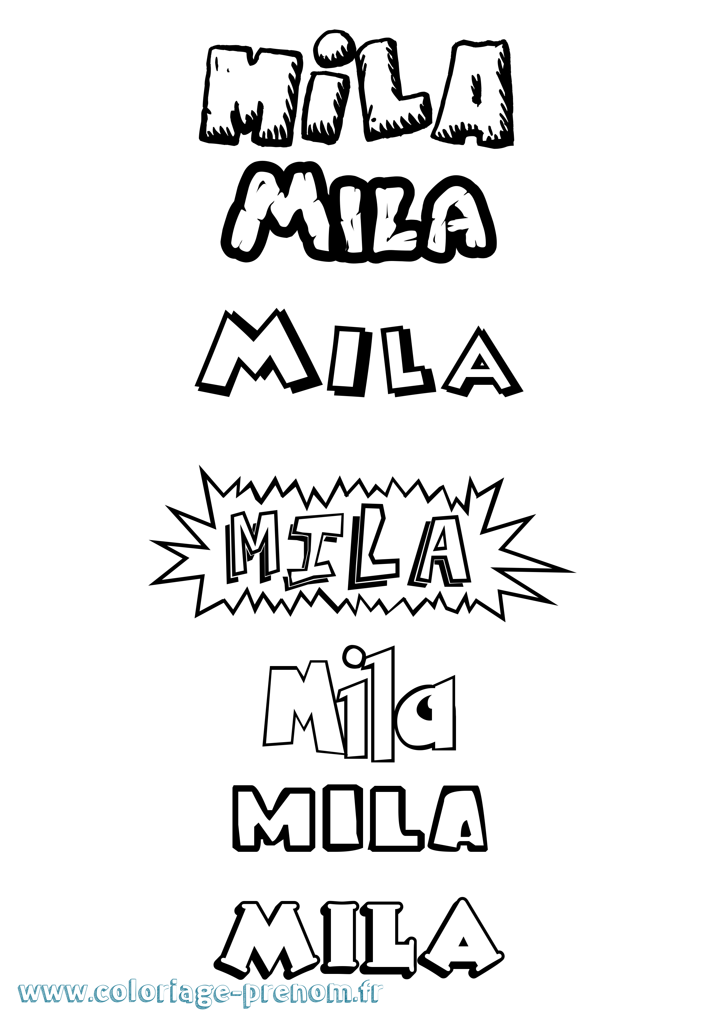 Coloriage prénom Mila Dessin Animé