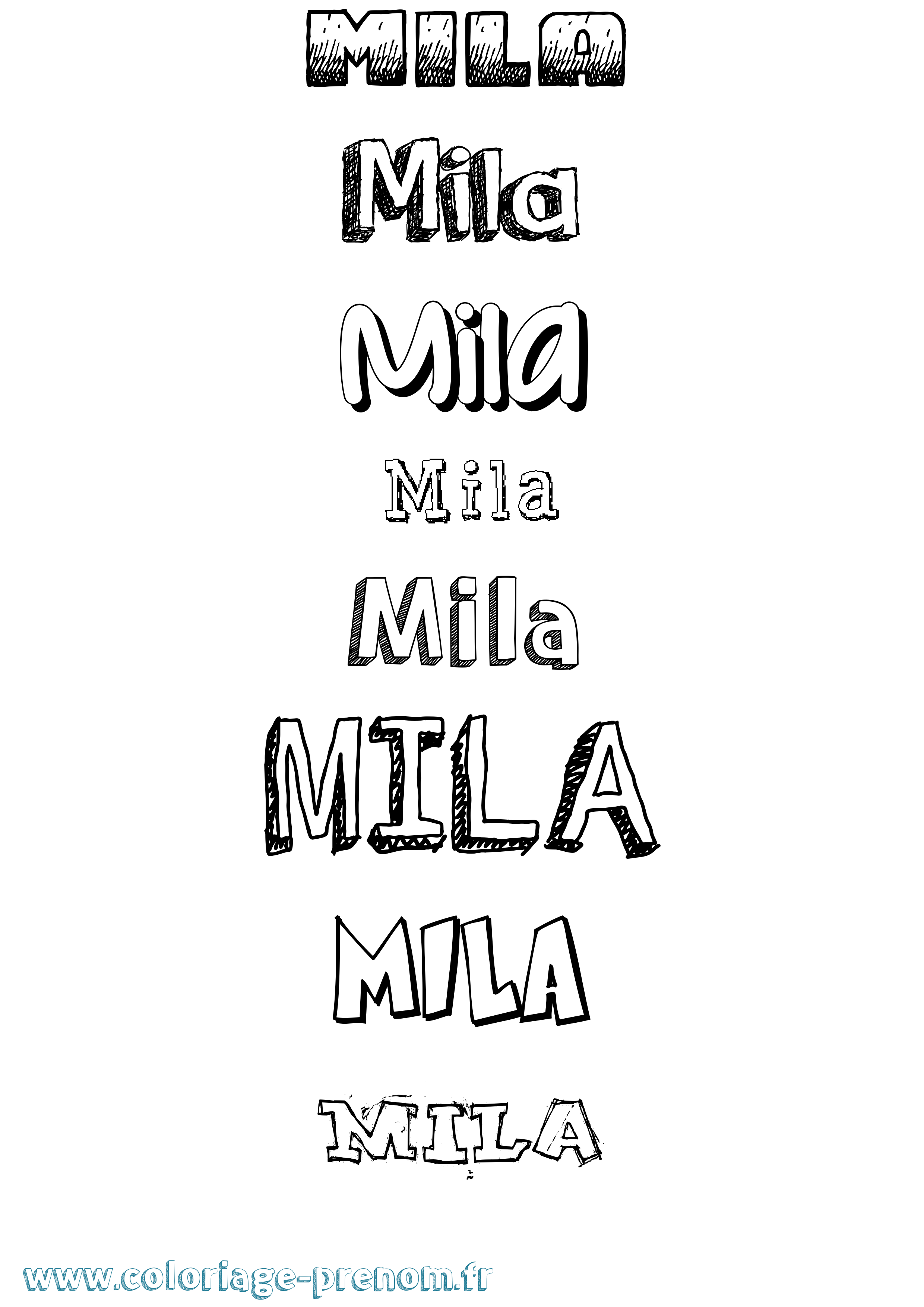 Coloriage prénom Mila Dessiné