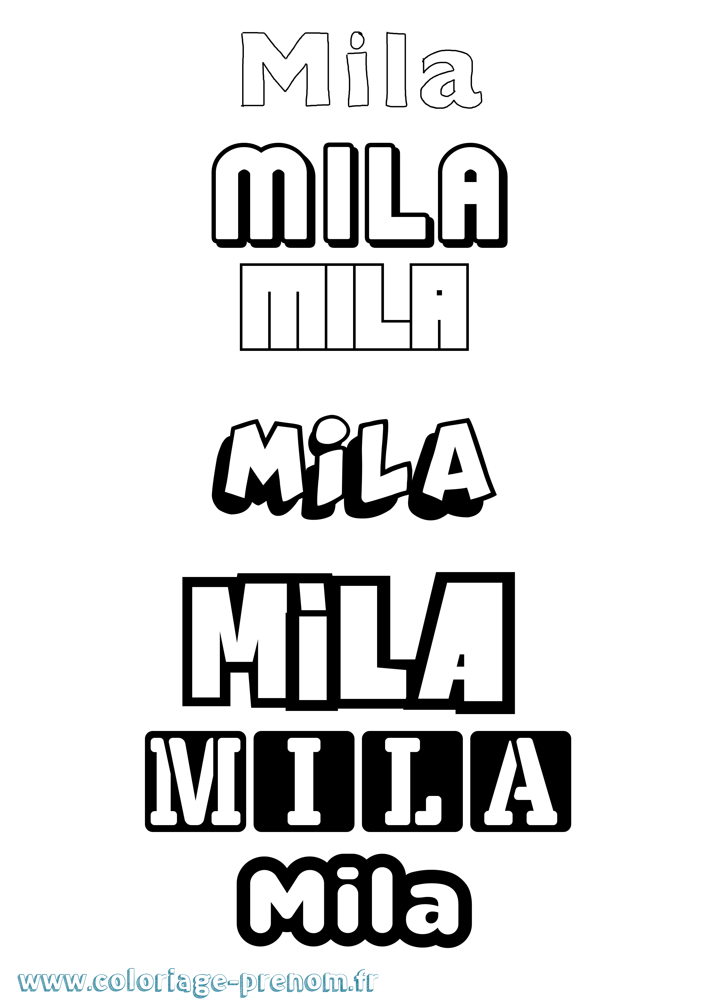 Coloriage prénom Mila Simple