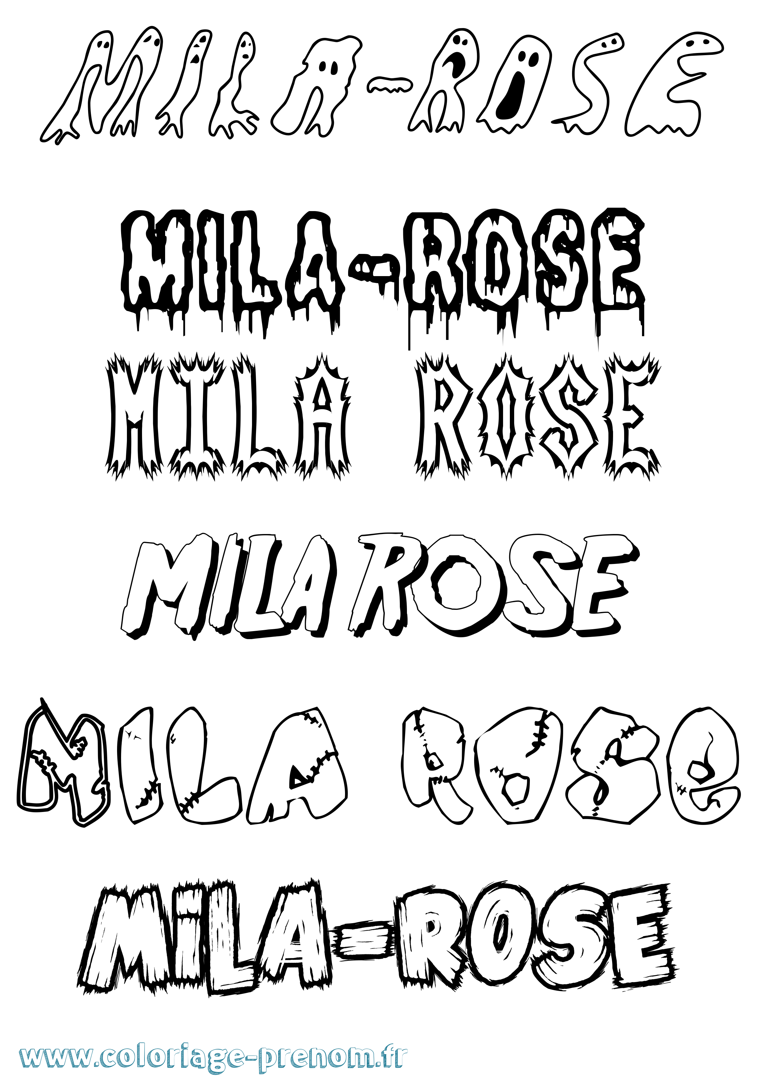 Coloriage prénom Mila-Rose Frisson