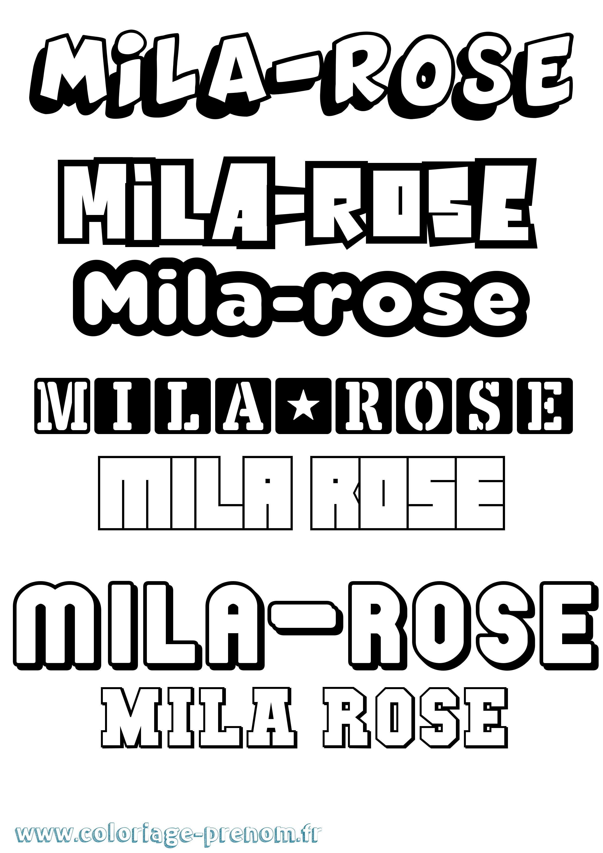 Coloriage prénom Mila-Rose Simple