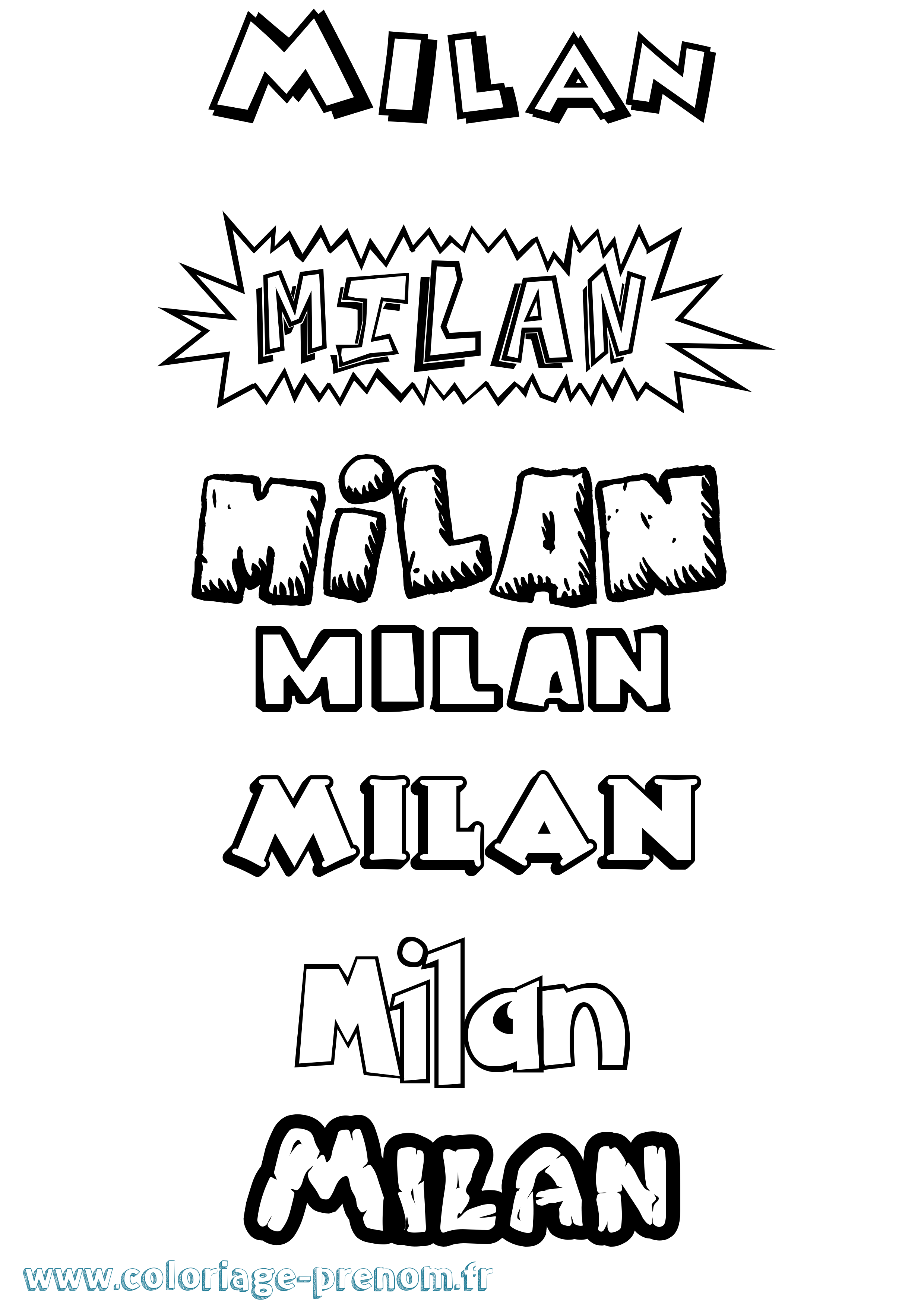Coloriage Milan Dessin Animé Coloriage prénom Milan Dessin Animé
