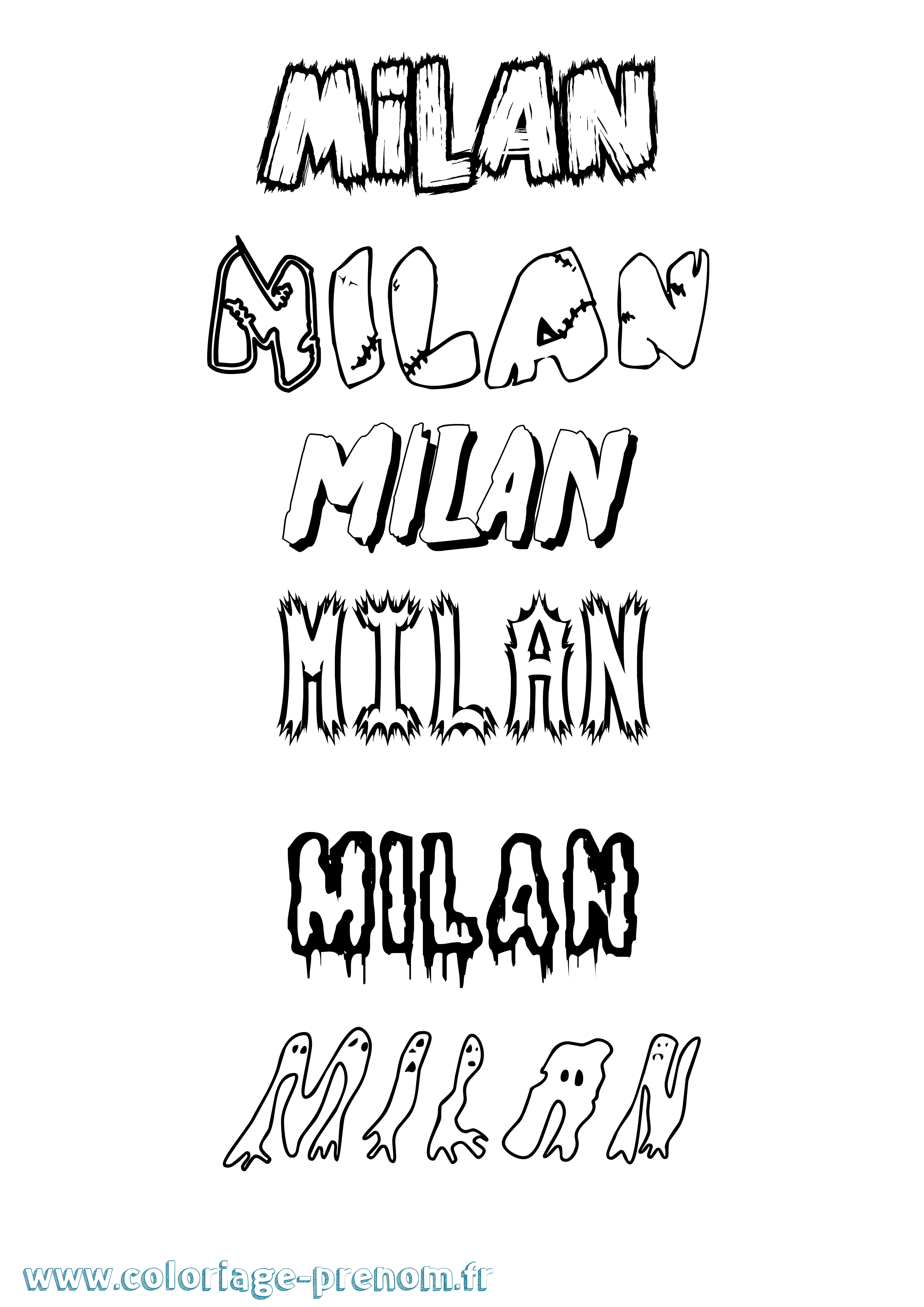 Coloriage Milan Frisson Coloriage prénom Milan Frisson