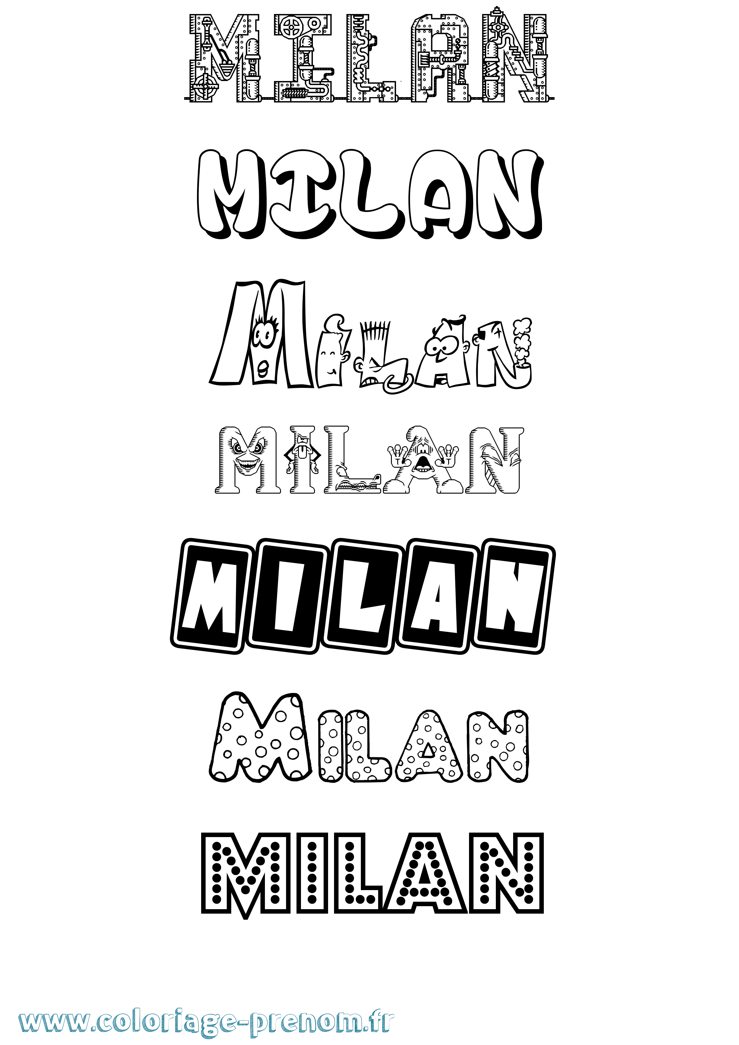 Coloriage Milan Fun Coloriage prénom Milan Fun