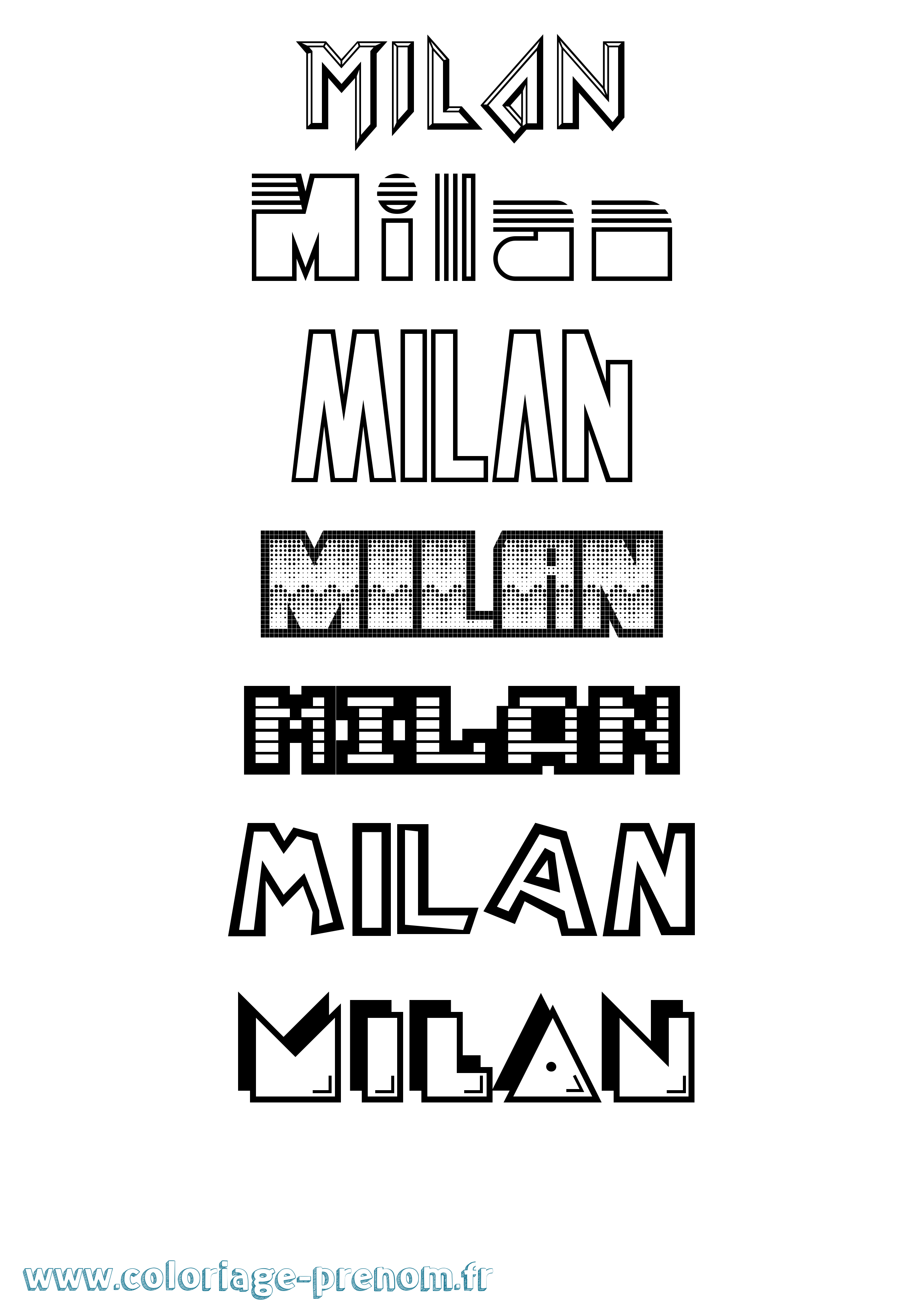 Coloriage Milan Jeux Vidéos Coloriage prénom Milan Jeux Vidéos