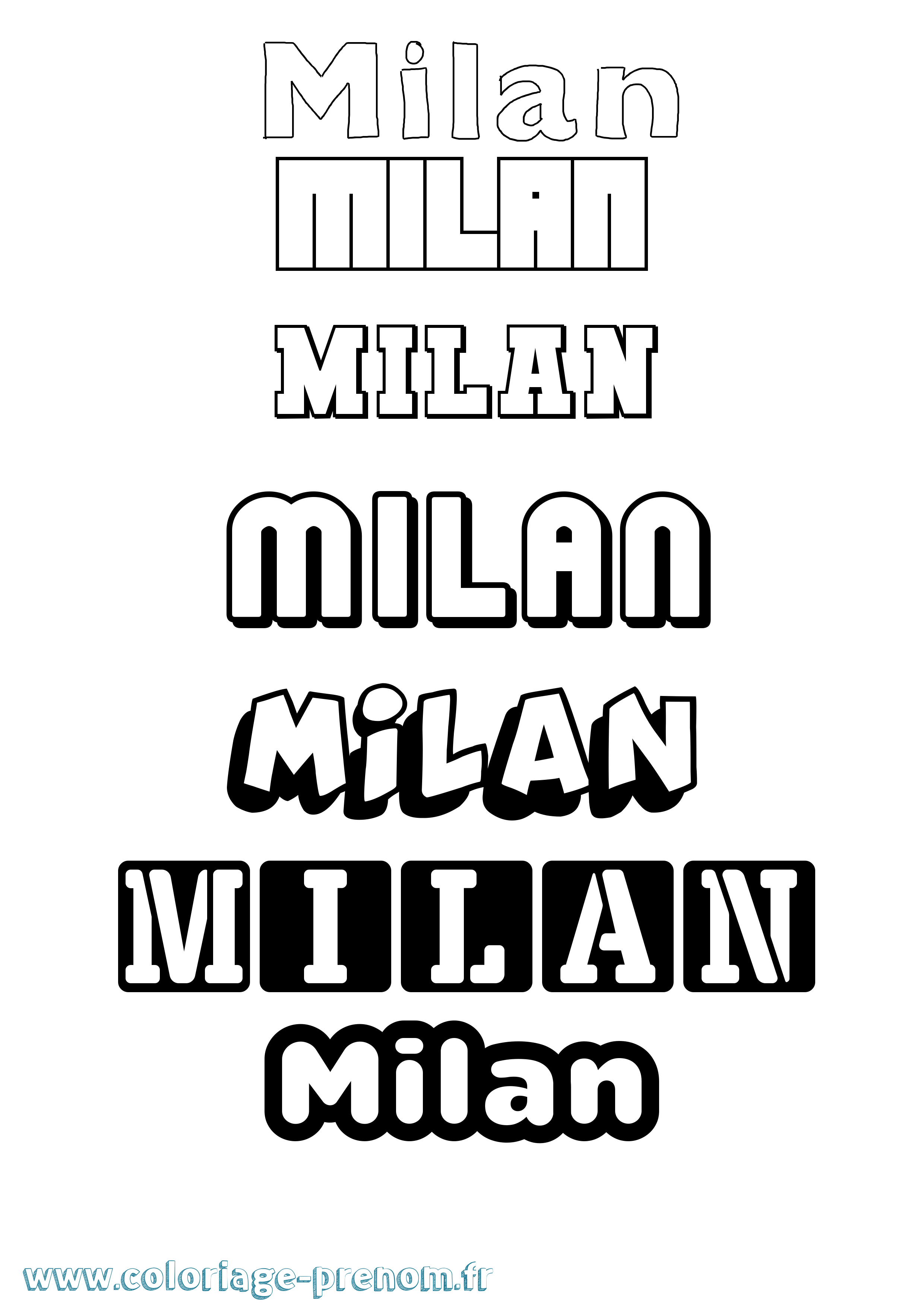 Coloriage Milan Simple Coloriage prénom Milan Simple