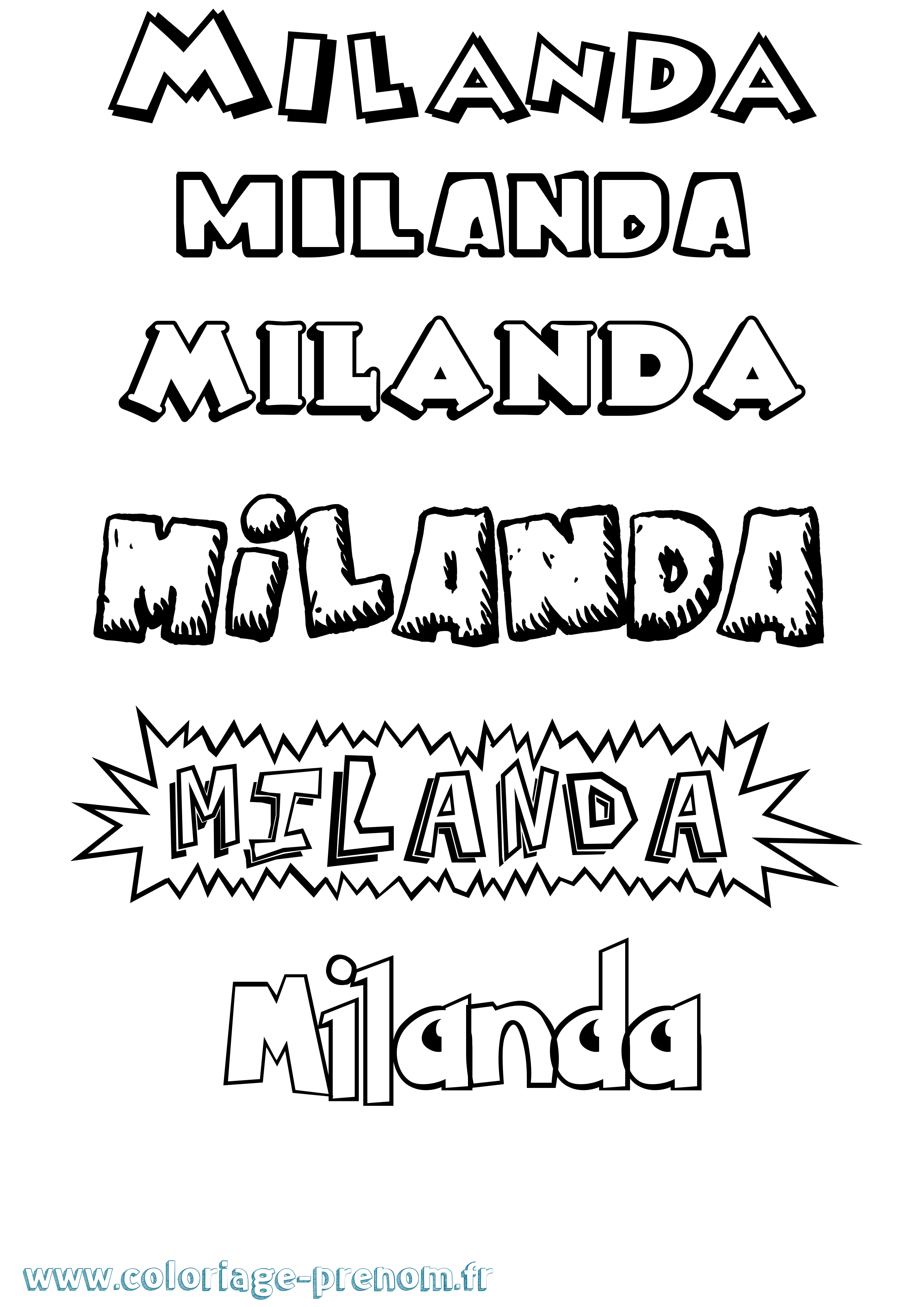 Coloriage prénom Milanda Dessin Animé