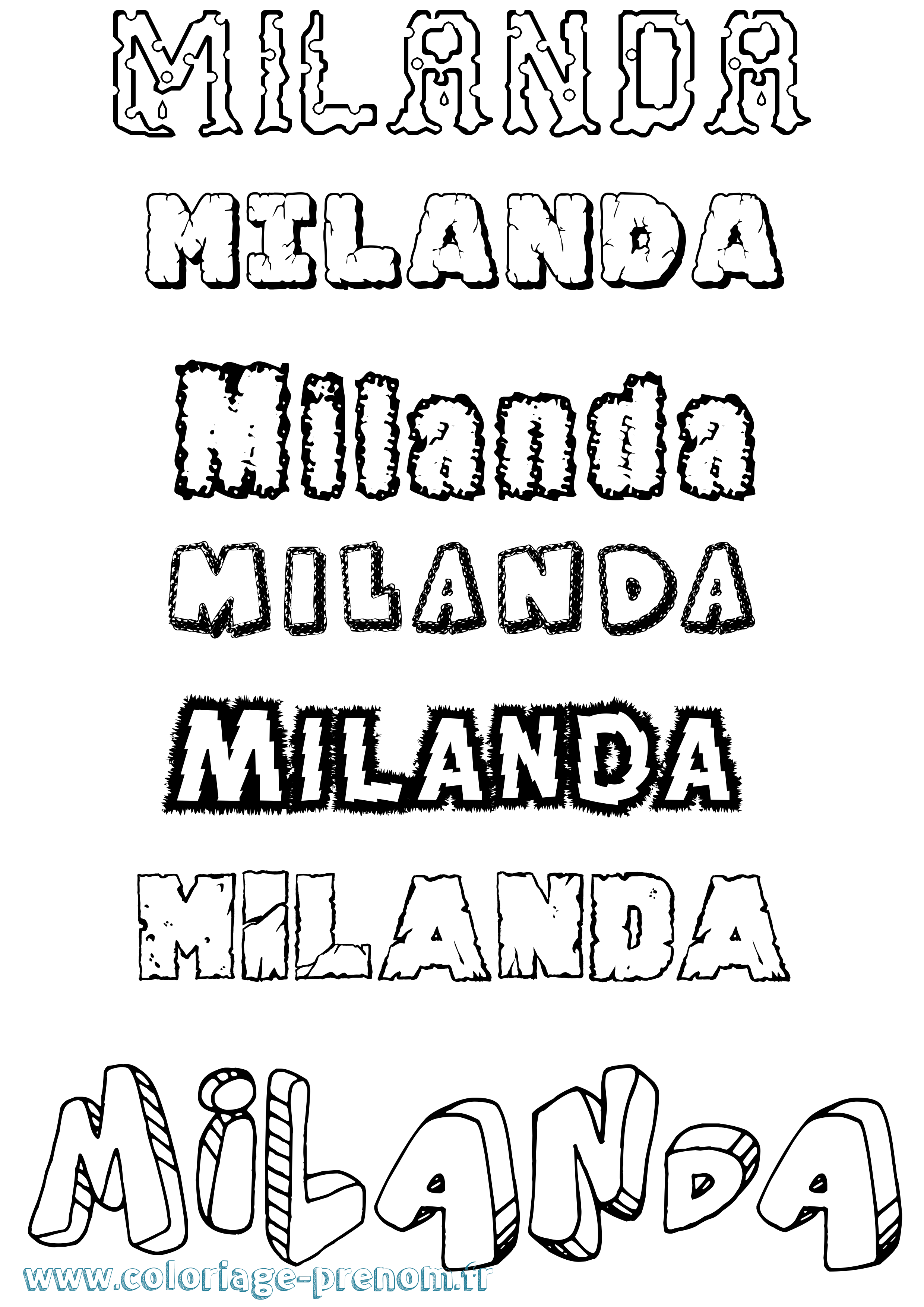 Coloriage prénom Milanda Destructuré