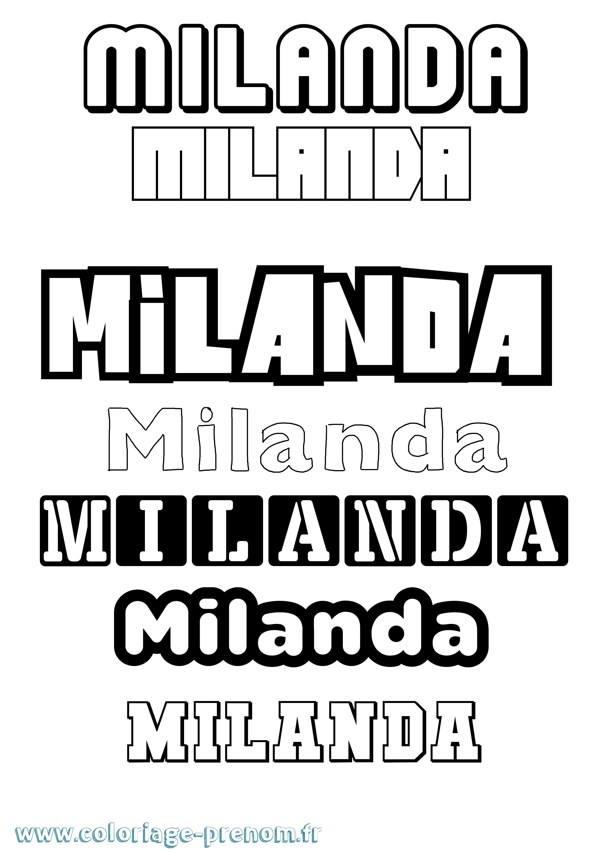 Coloriage prénom Milanda Simple