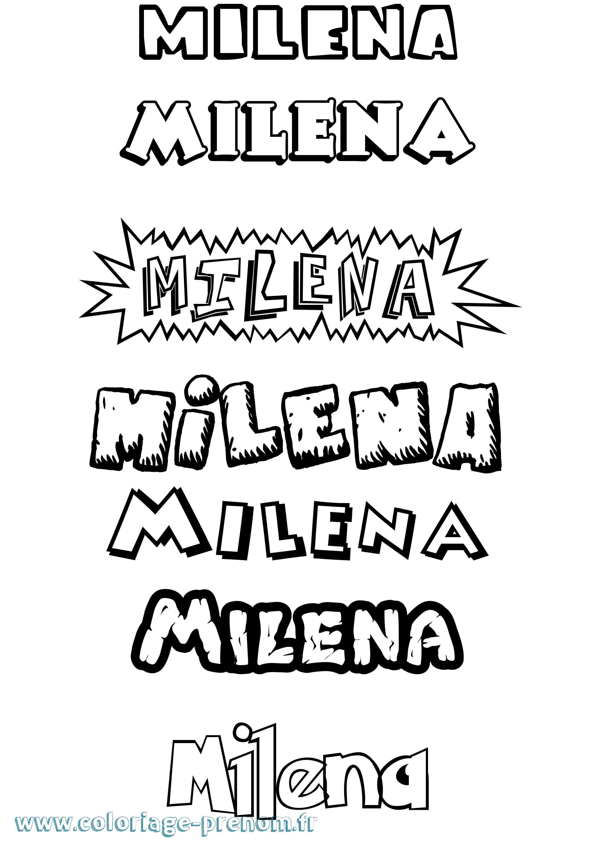Coloriage prénom Milena Dessin Animé