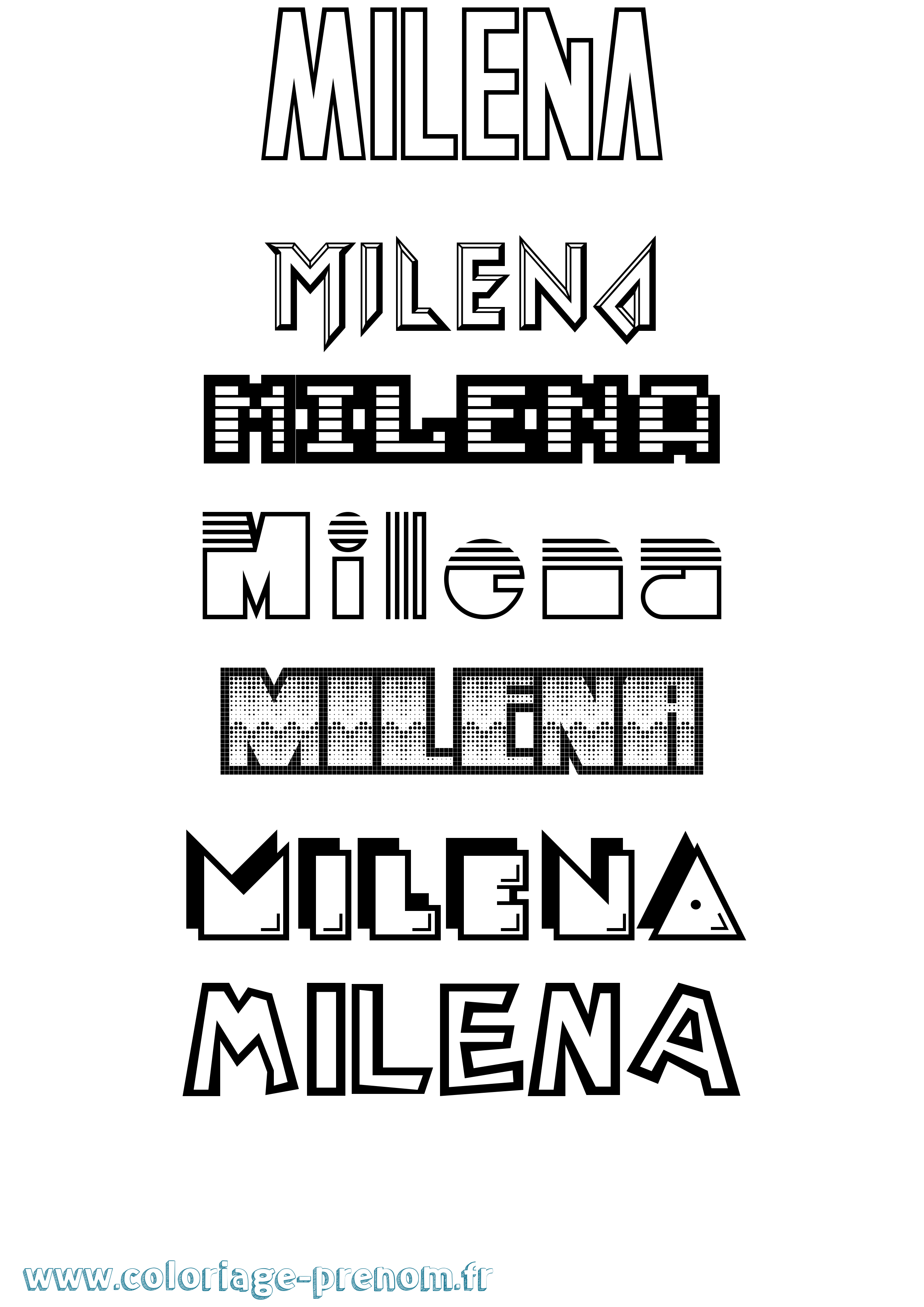 Coloriage prénom Milena