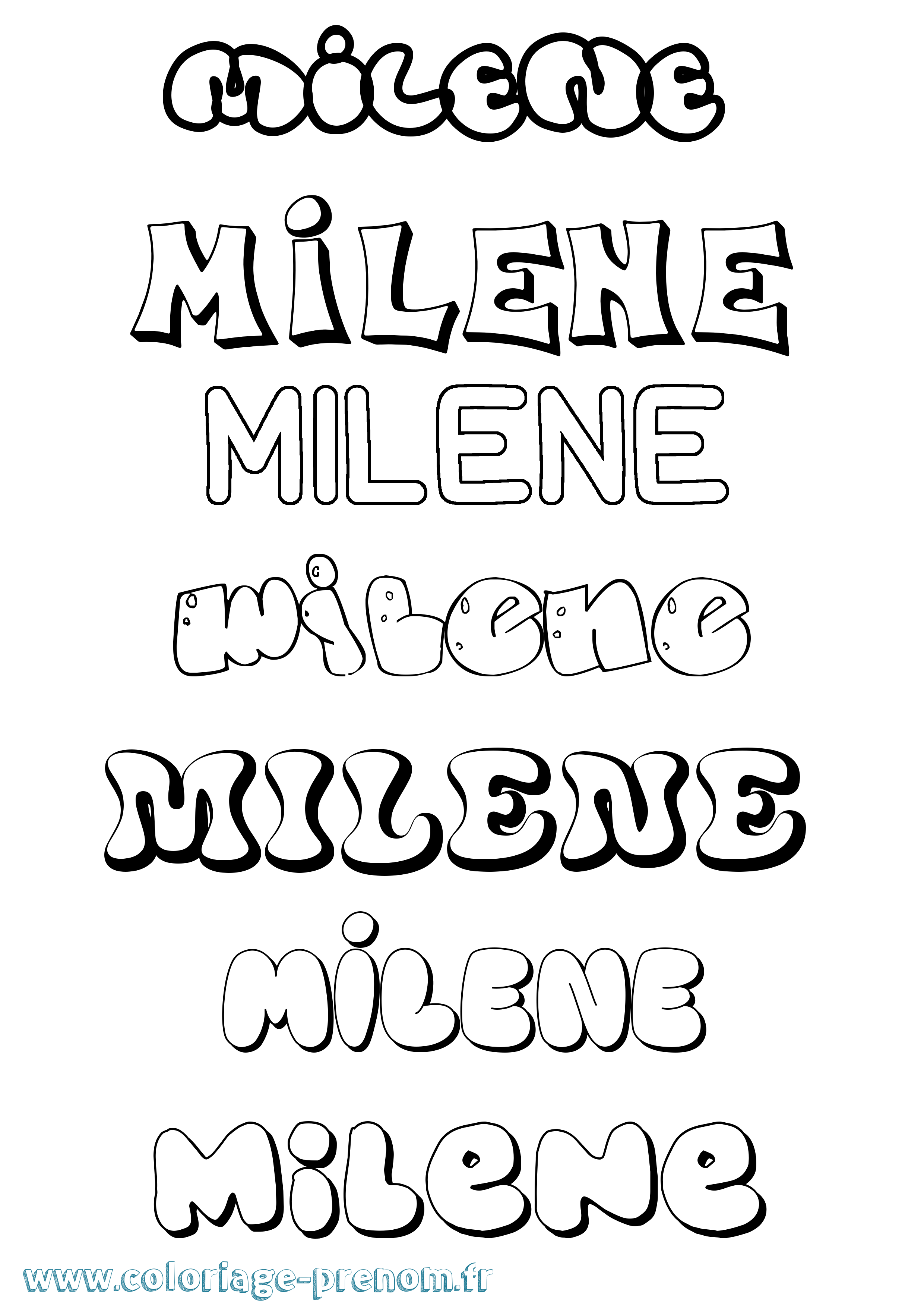 Coloriage Milene Bubble Coloriage prénom Milene Bubble