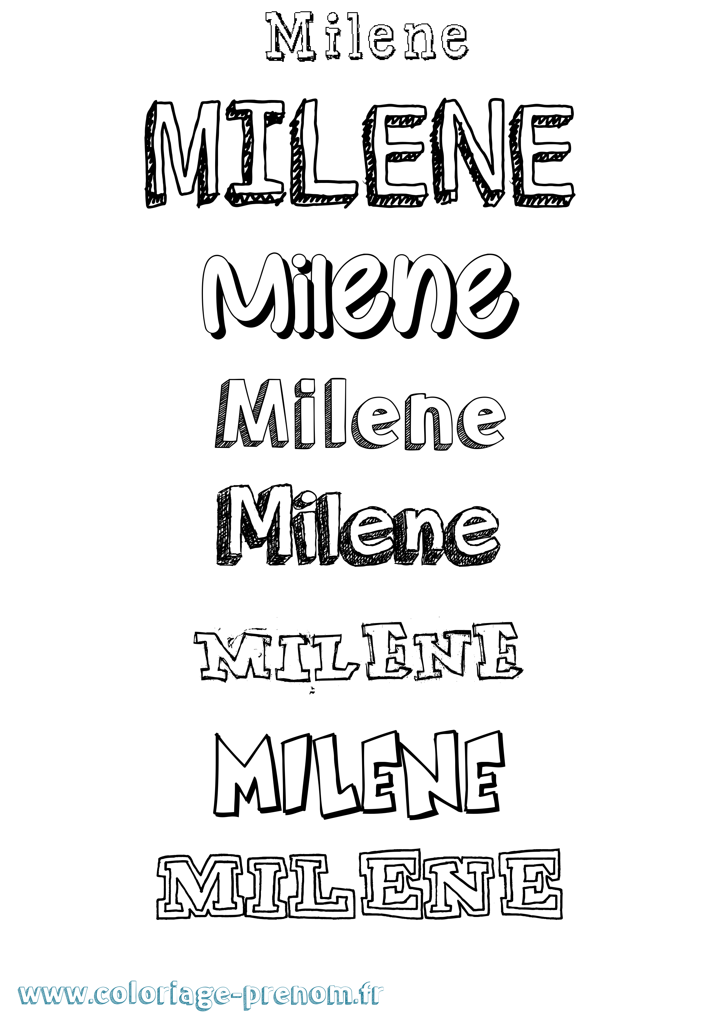 Coloriage prénom Milene Dessiné