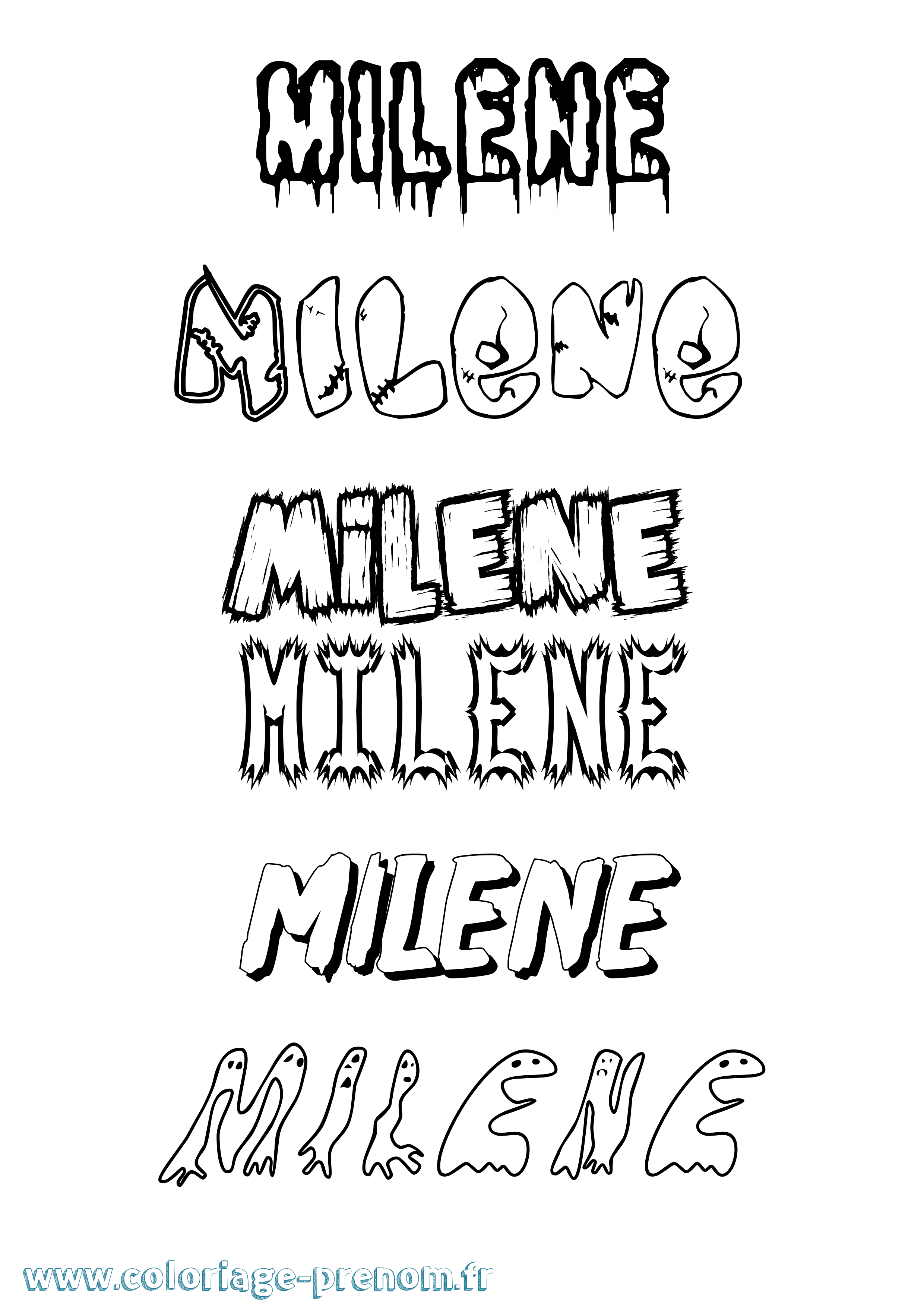 Coloriage Milene Frisson Coloriage prénom Milene Frisson