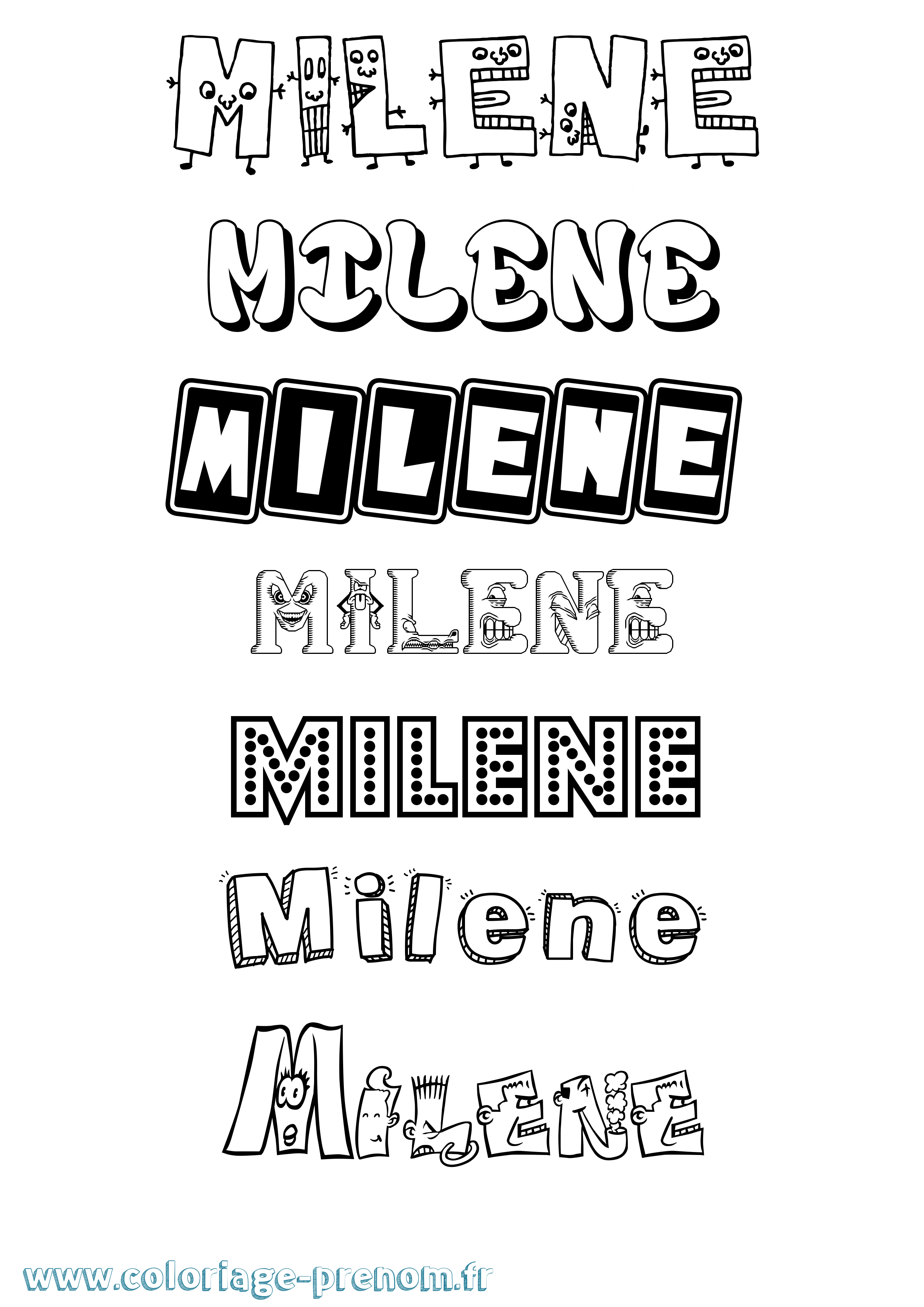 Coloriage Milene Fun Coloriage prénom Milene Fun