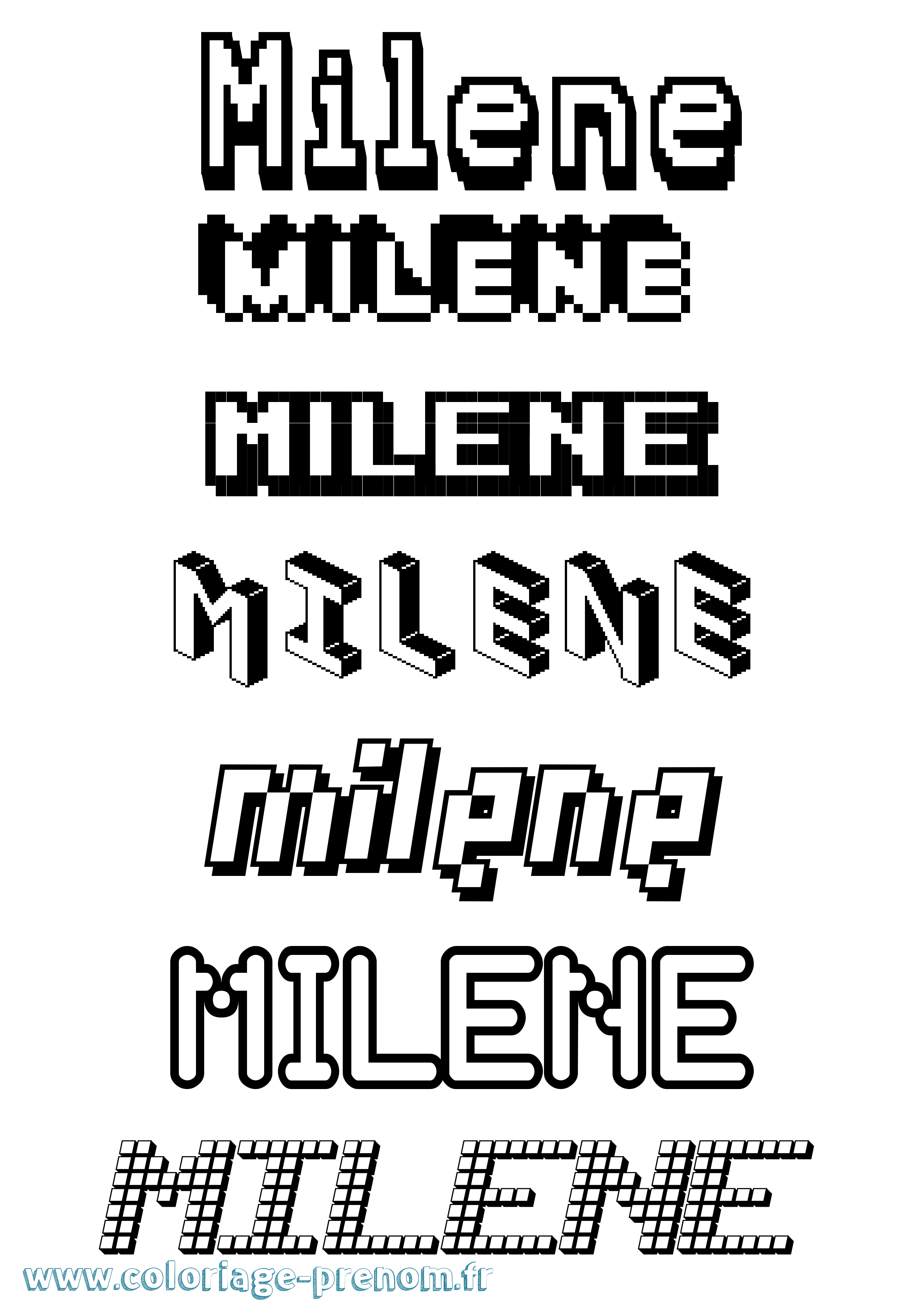 Coloriage Milene Pixel Coloriage prénom Milene Pixel
