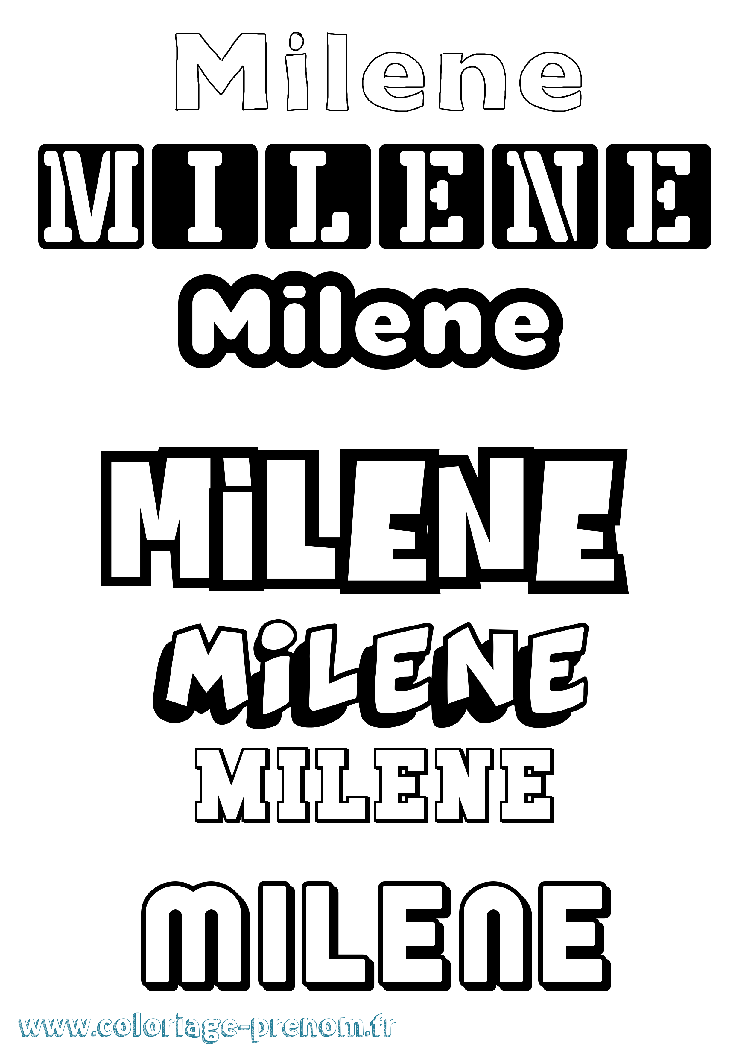 Coloriage prénom Milene Simple