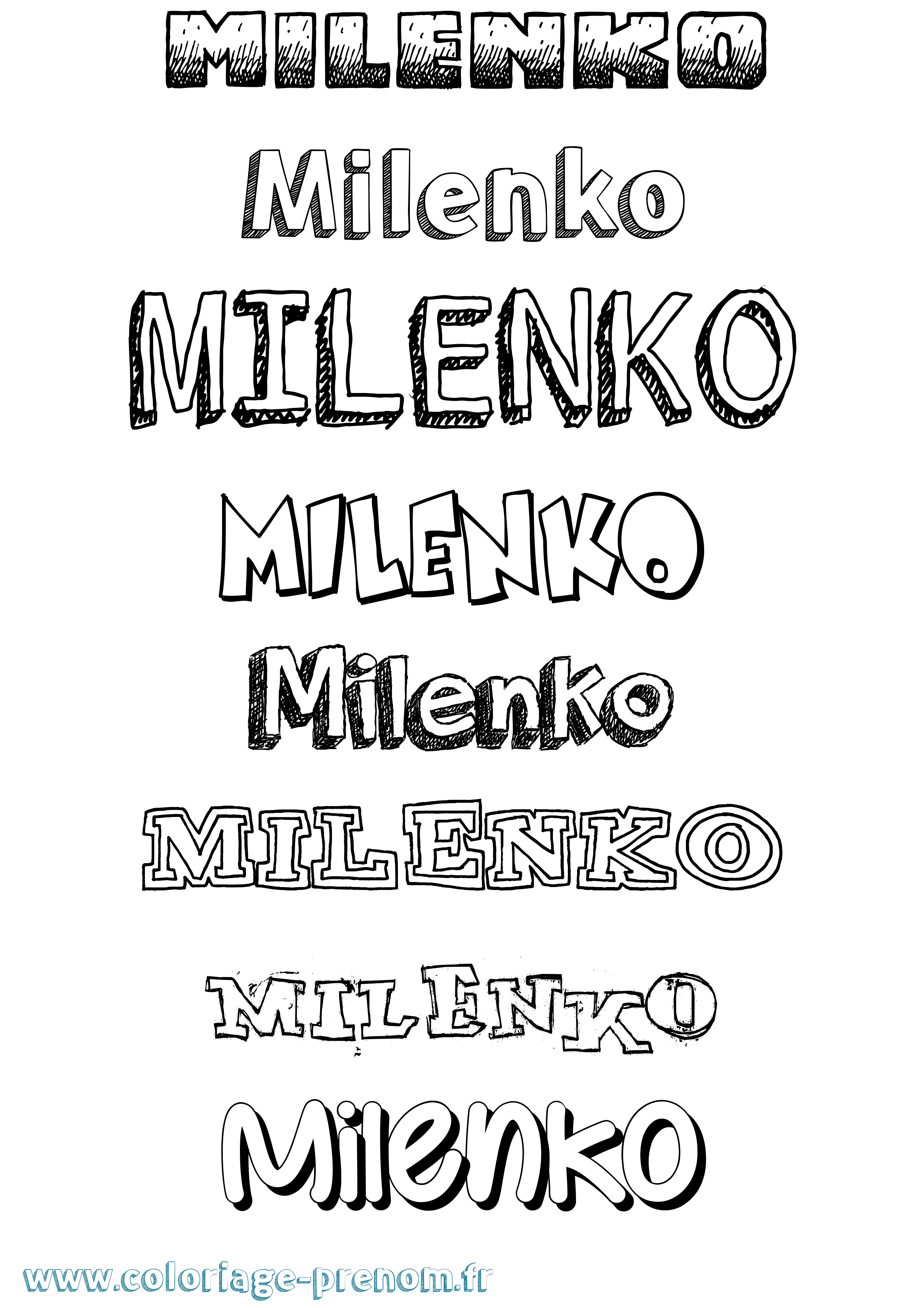 Coloriage prénom Milenko Dessiné
