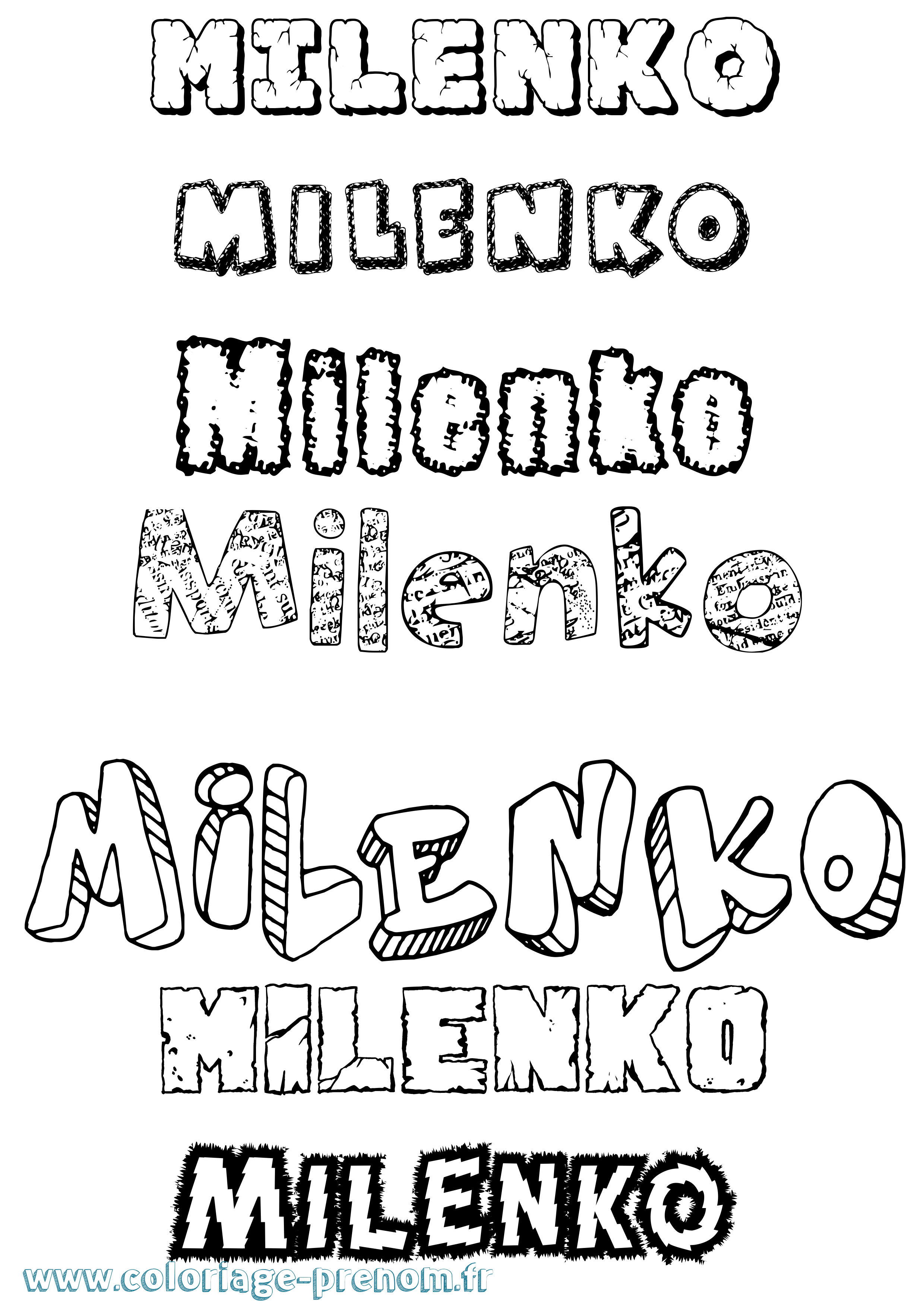 Coloriage prénom Milenko Destructuré
