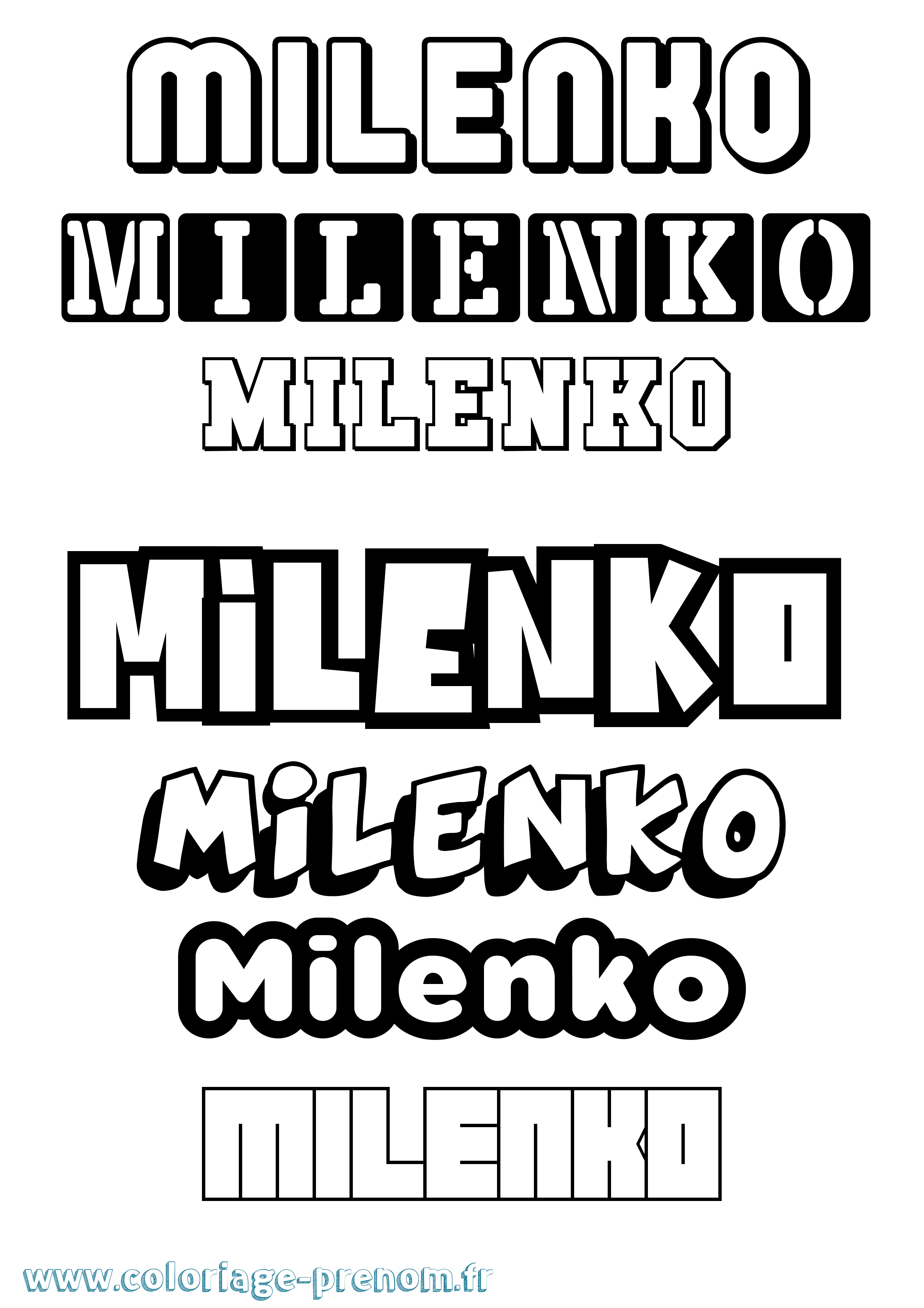 Coloriage prénom Milenko Simple